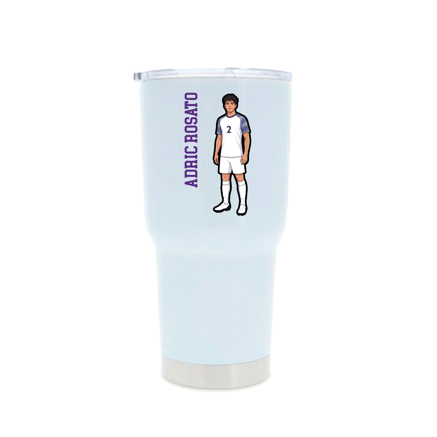 30oz Stainless Steel Tumbler — Name Vertical in White