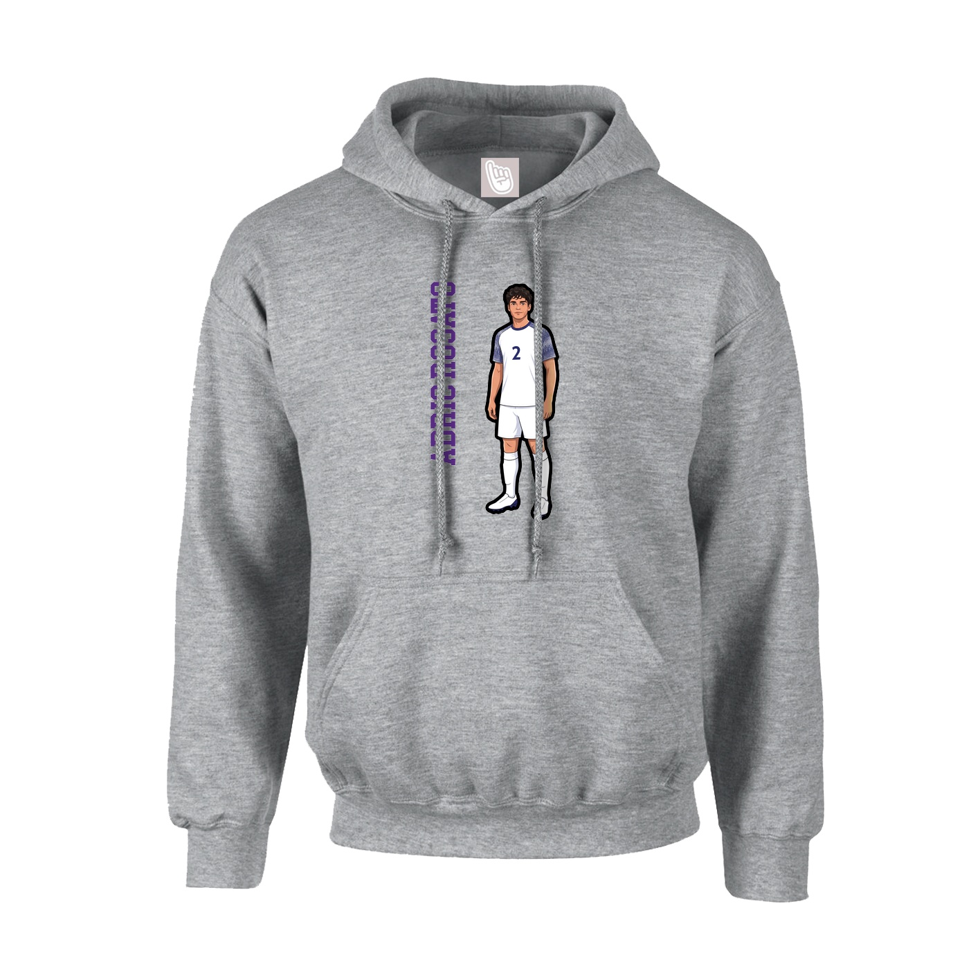 Hoodie — Name Vertical in Grey