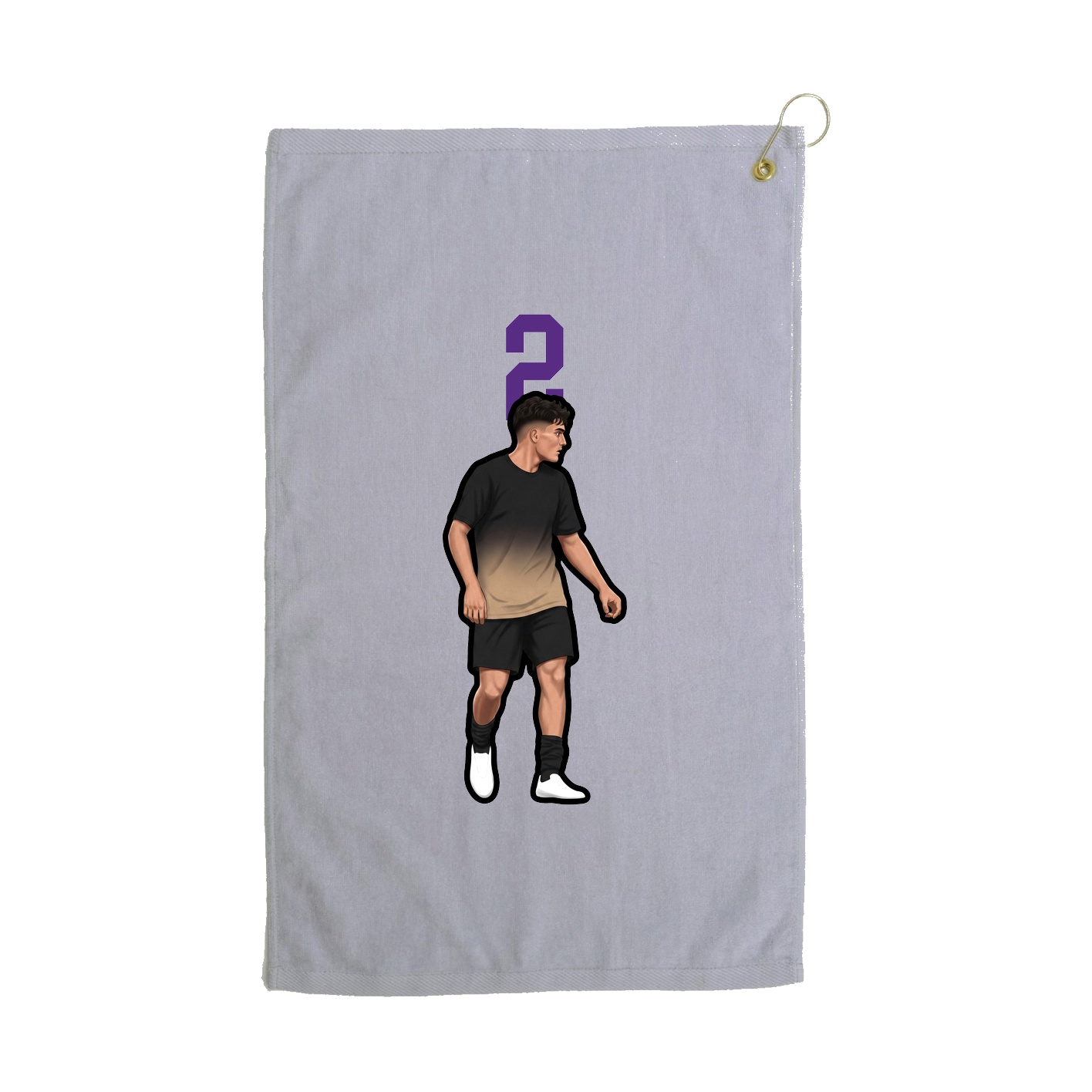 Golf Towel — Number Top in Grey