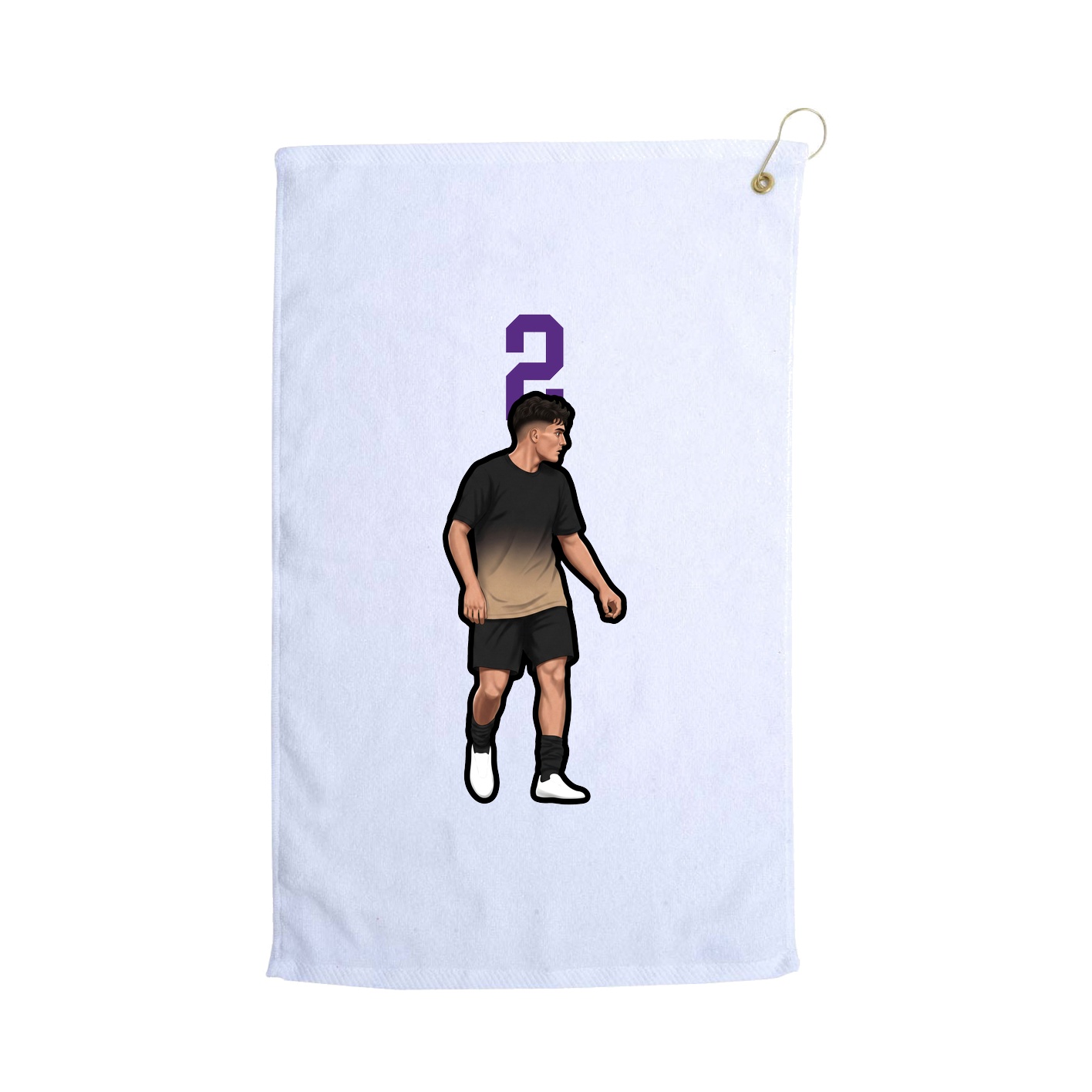 Golf Towel — Number Top in White