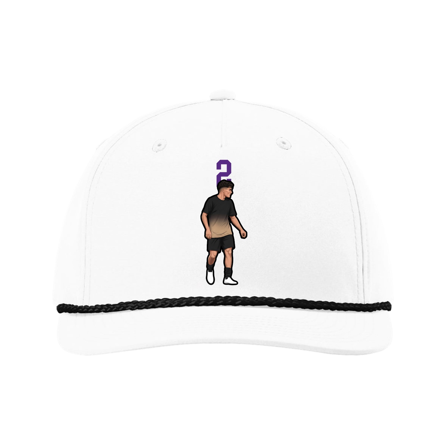 Five-Panel Classic Rope Cap — Number Top in White