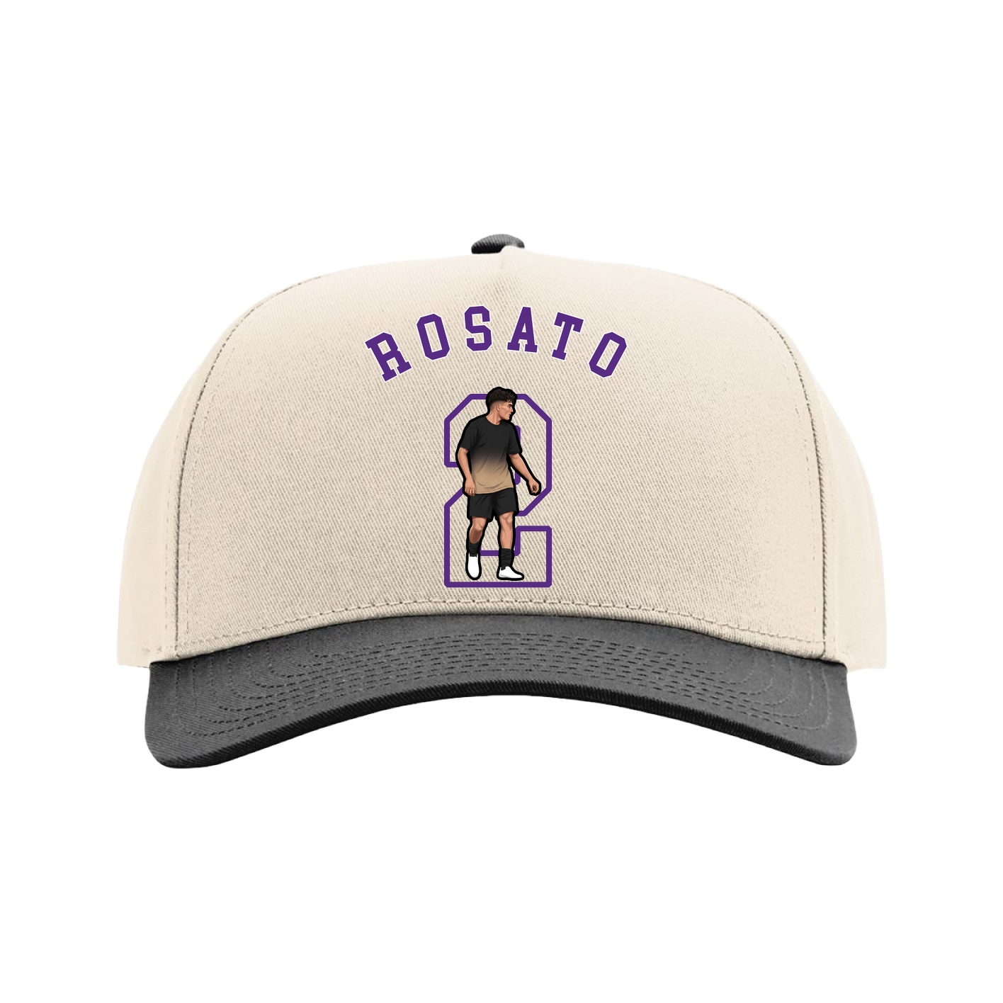 Full Fabric Five-Panel Champ Cap — Shirsey Arch in Cream/Black