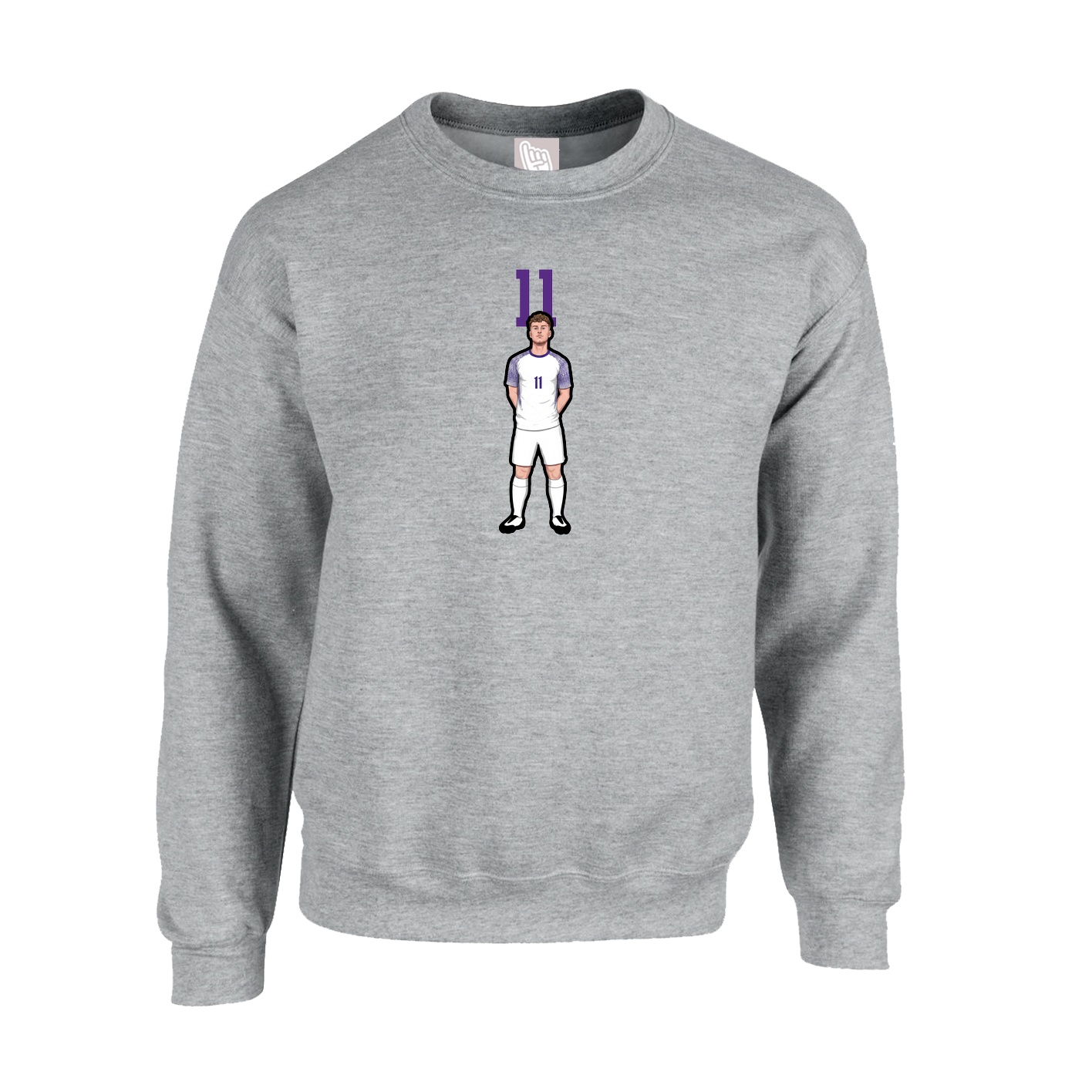Fleece Crew — Number Top in Grey