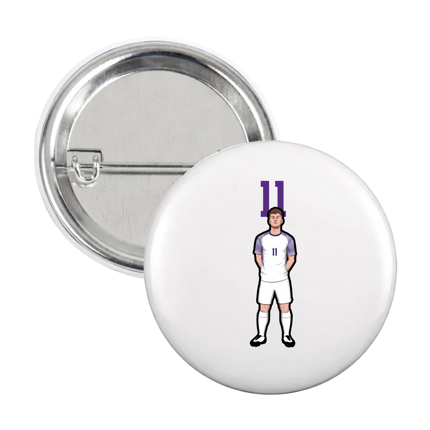 Game Day Button — Number Top in White