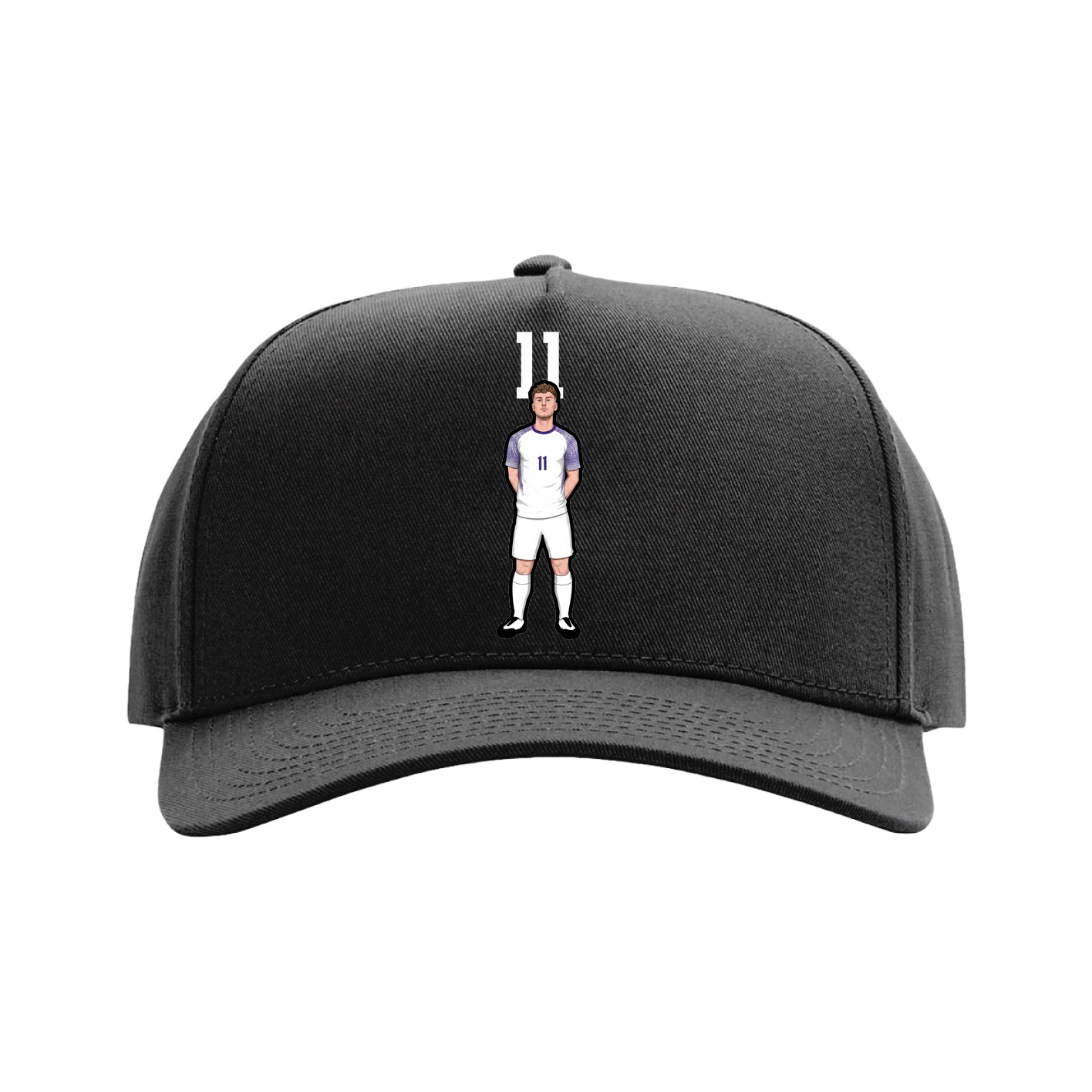 Full Fabric Five-Panel Champ Cap — Number Top in Black