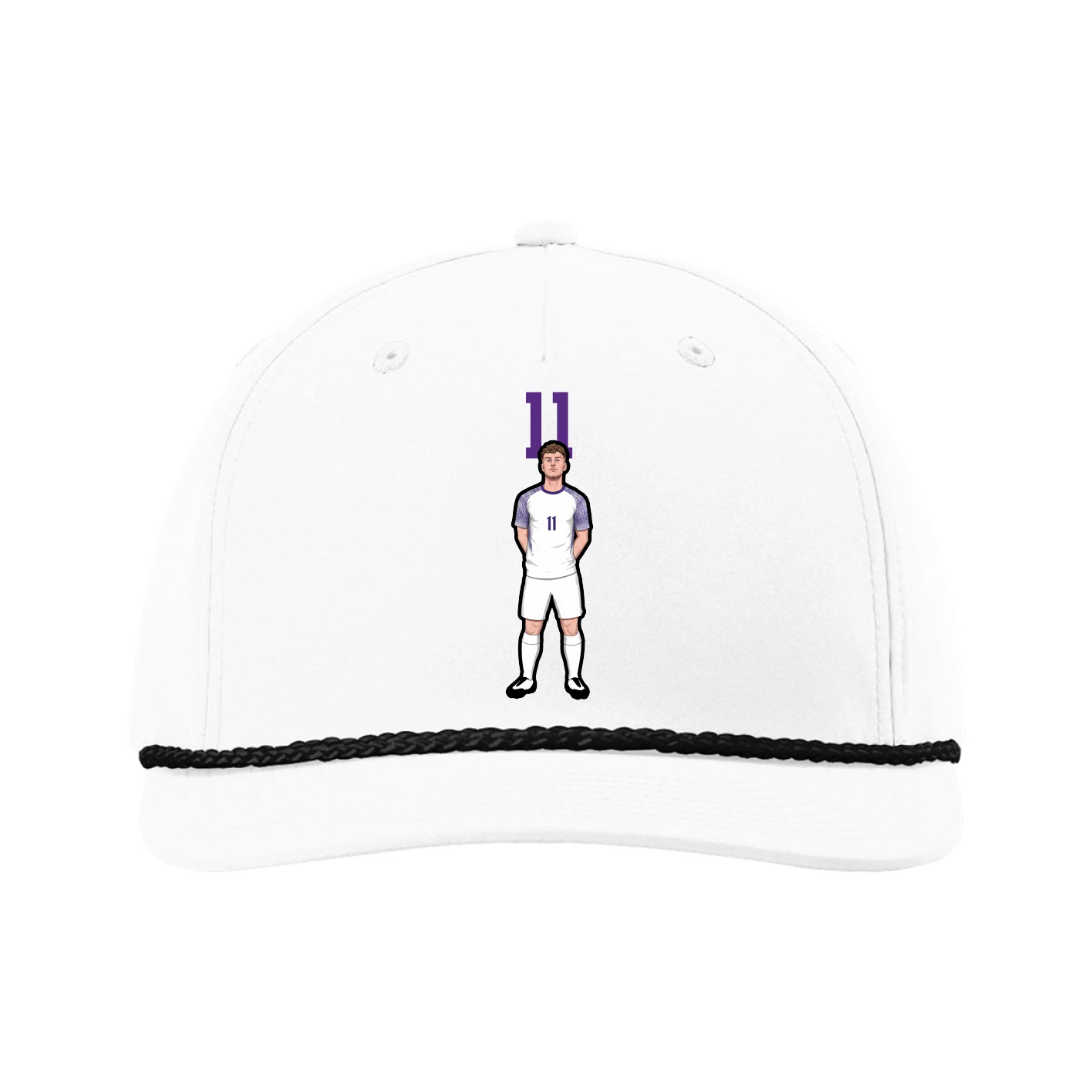 Five-Panel Classic Rope Cap — Number Top in White