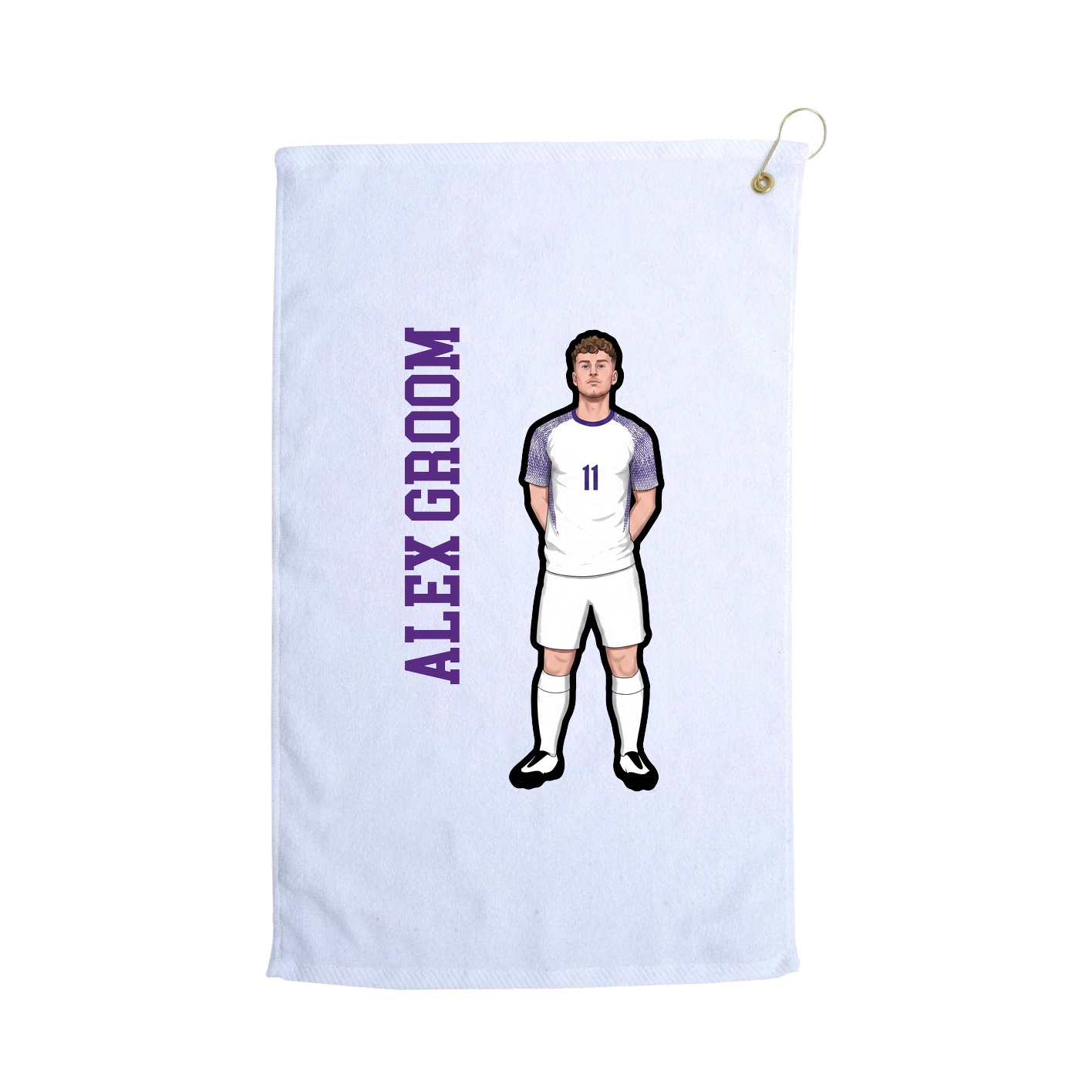 Golf Towel — Name Vertical in White