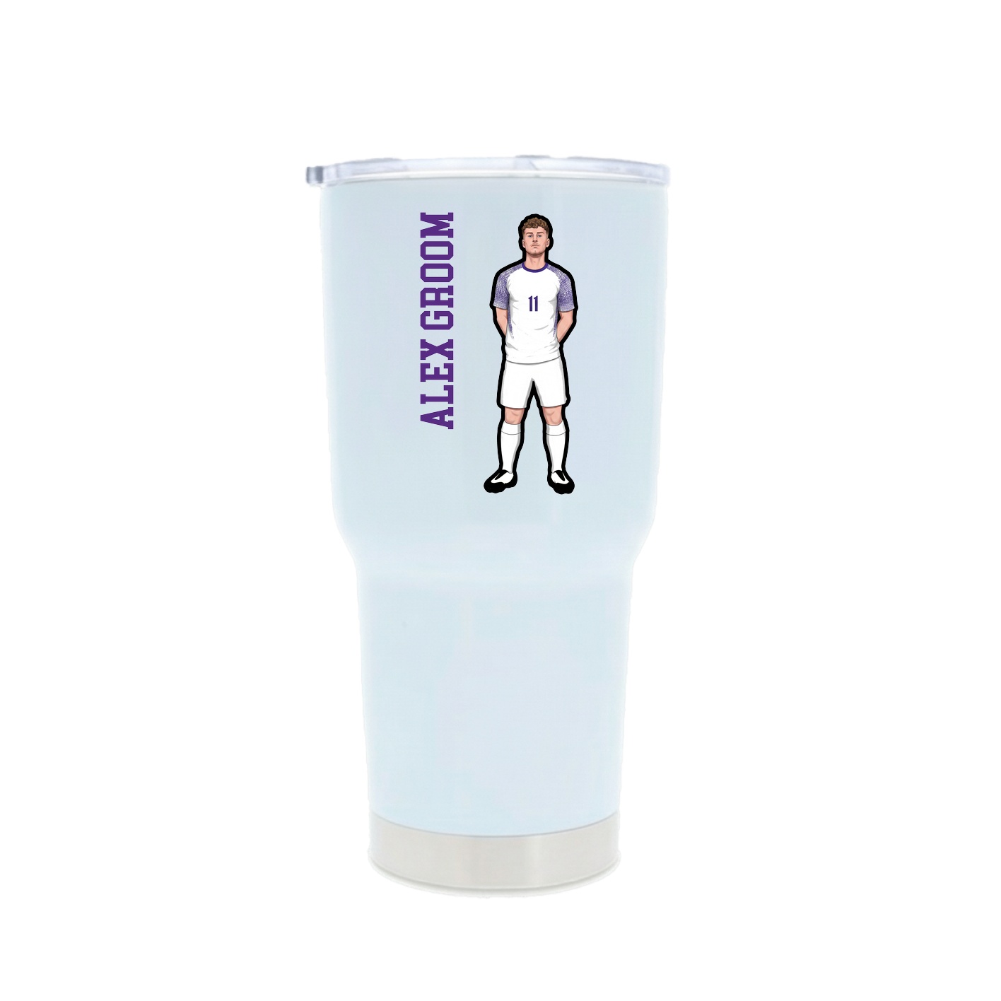 30oz Stainless Steel Tumbler — Name Vertical in White