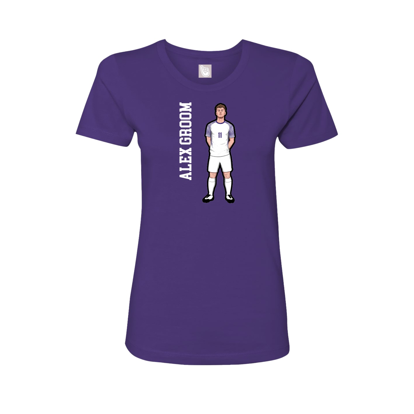 Fitted Women's Tee — Name Vertical in Purple