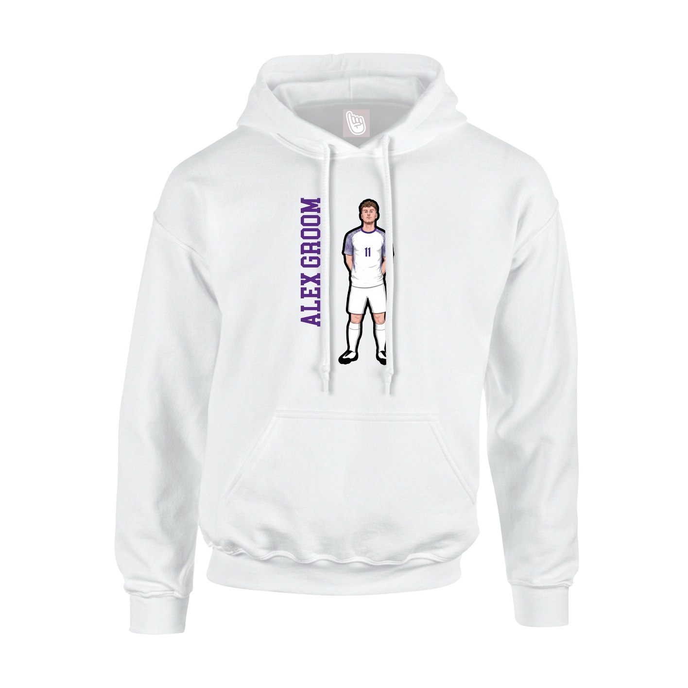 Youth Hoodie — Name Vertical in White