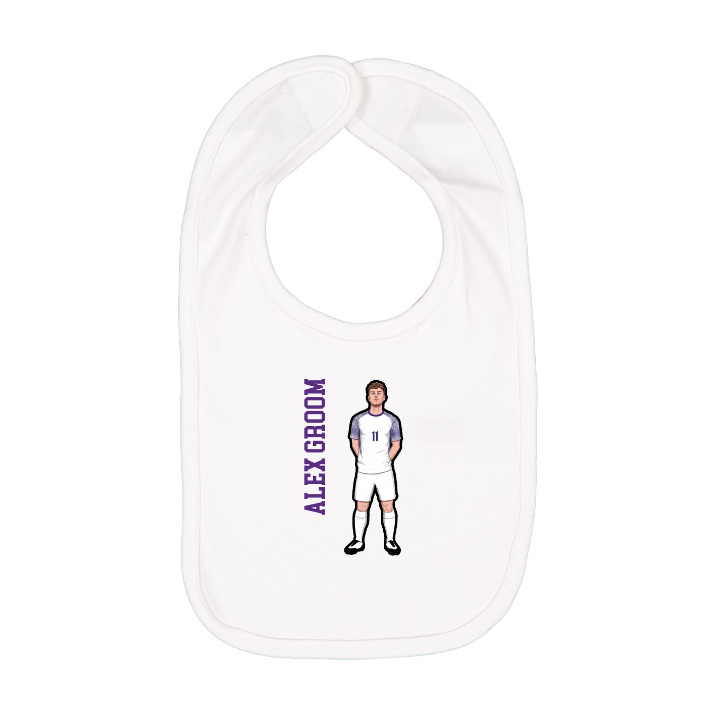 Infant Bib — Name Vertical in White