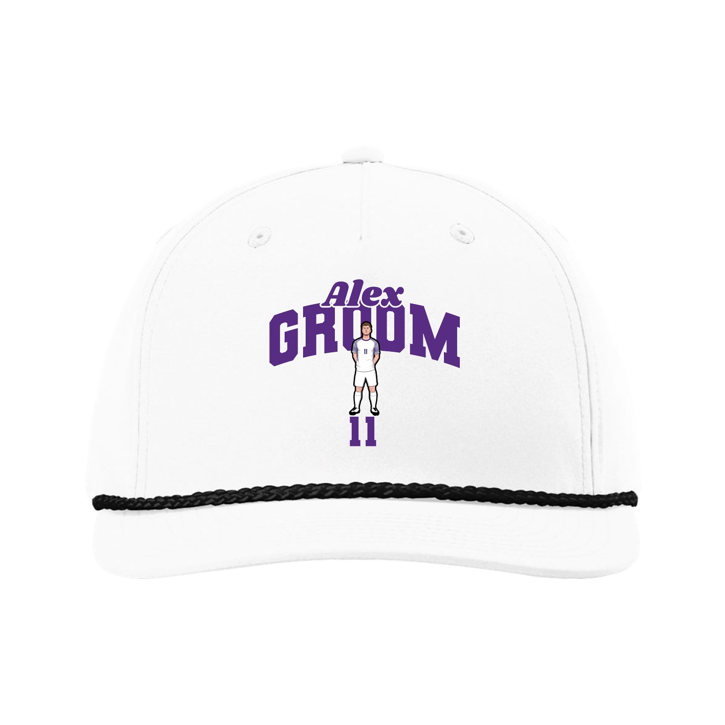 Five-Panel Classic Rope Cap — Signature Arch in White