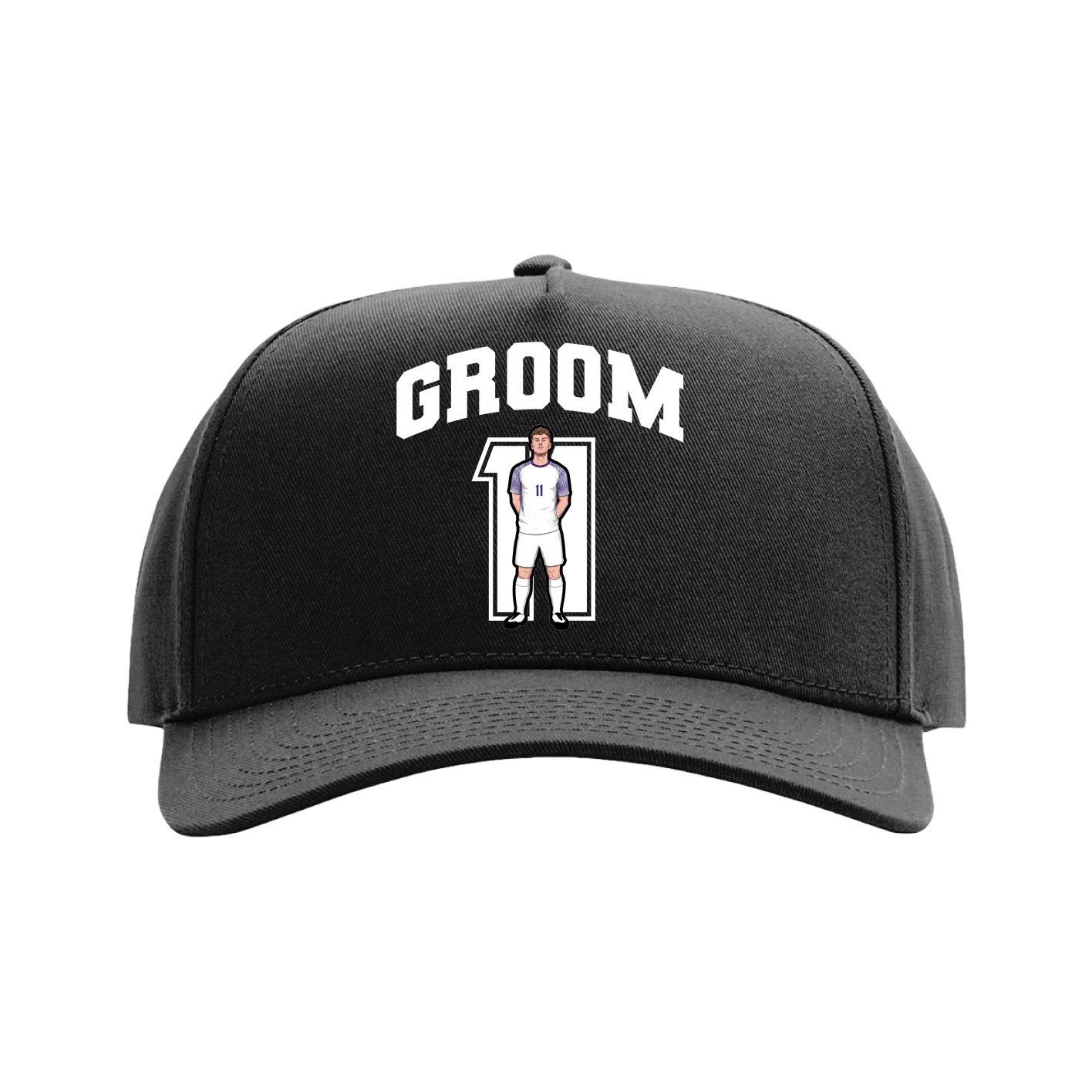 Full Fabric Five-Panel Champ Cap — Number in Black