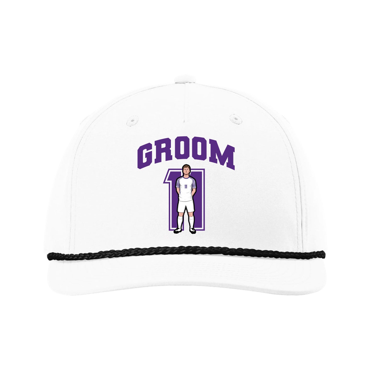 Five-Panel Classic Rope Cap — Number in White