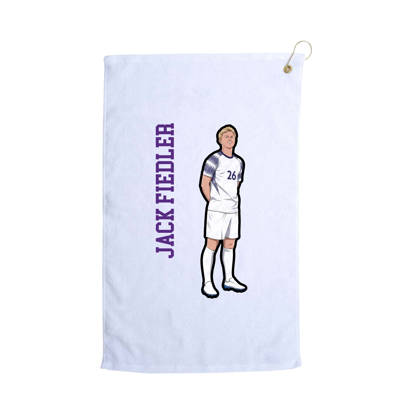 Golf Towel — Name Vertical in White