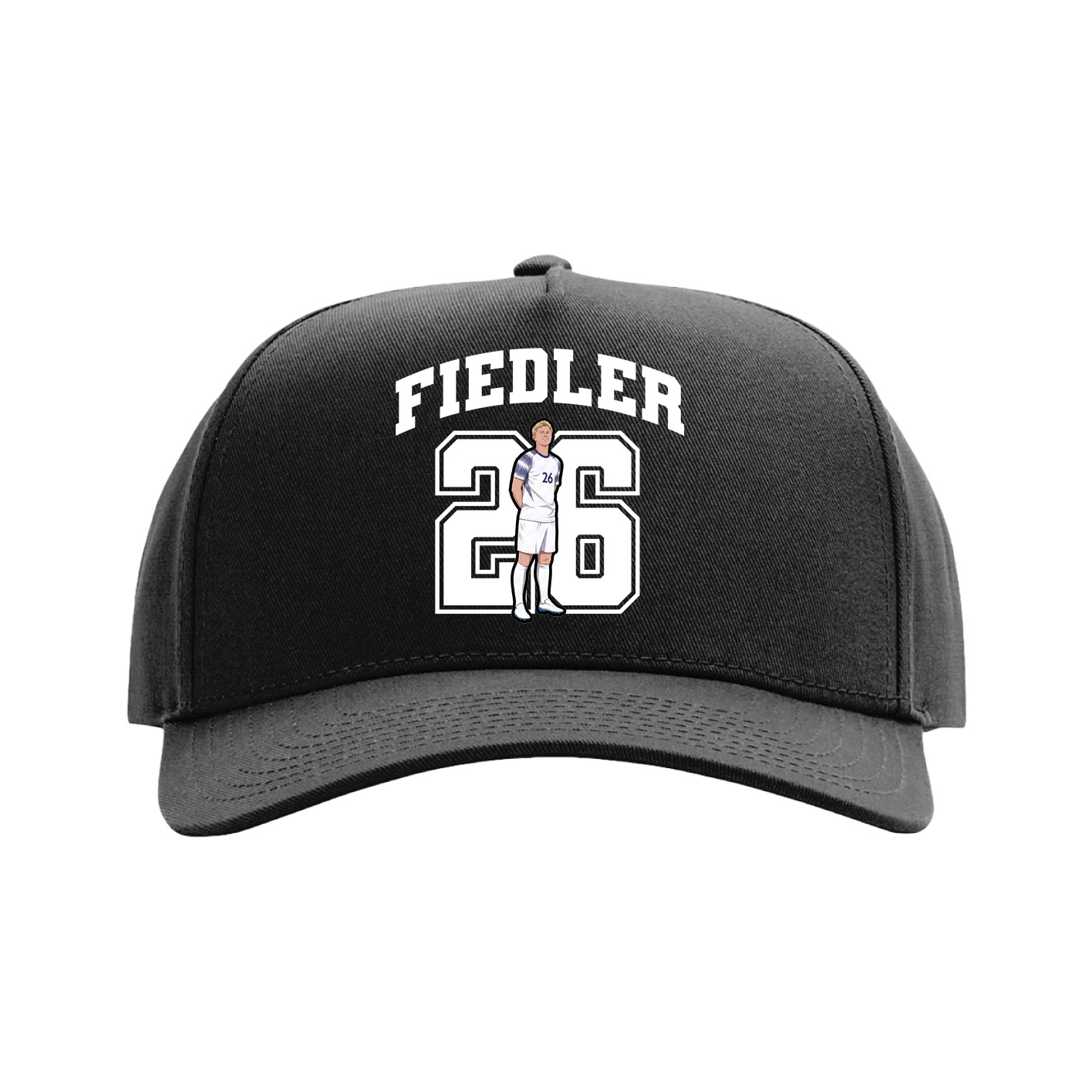 Full Fabric Five-Panel Champ Cap — Number in Black