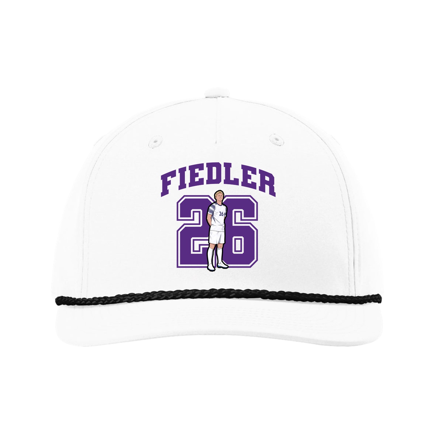 Five-Panel Classic Rope Cap — Number in White
