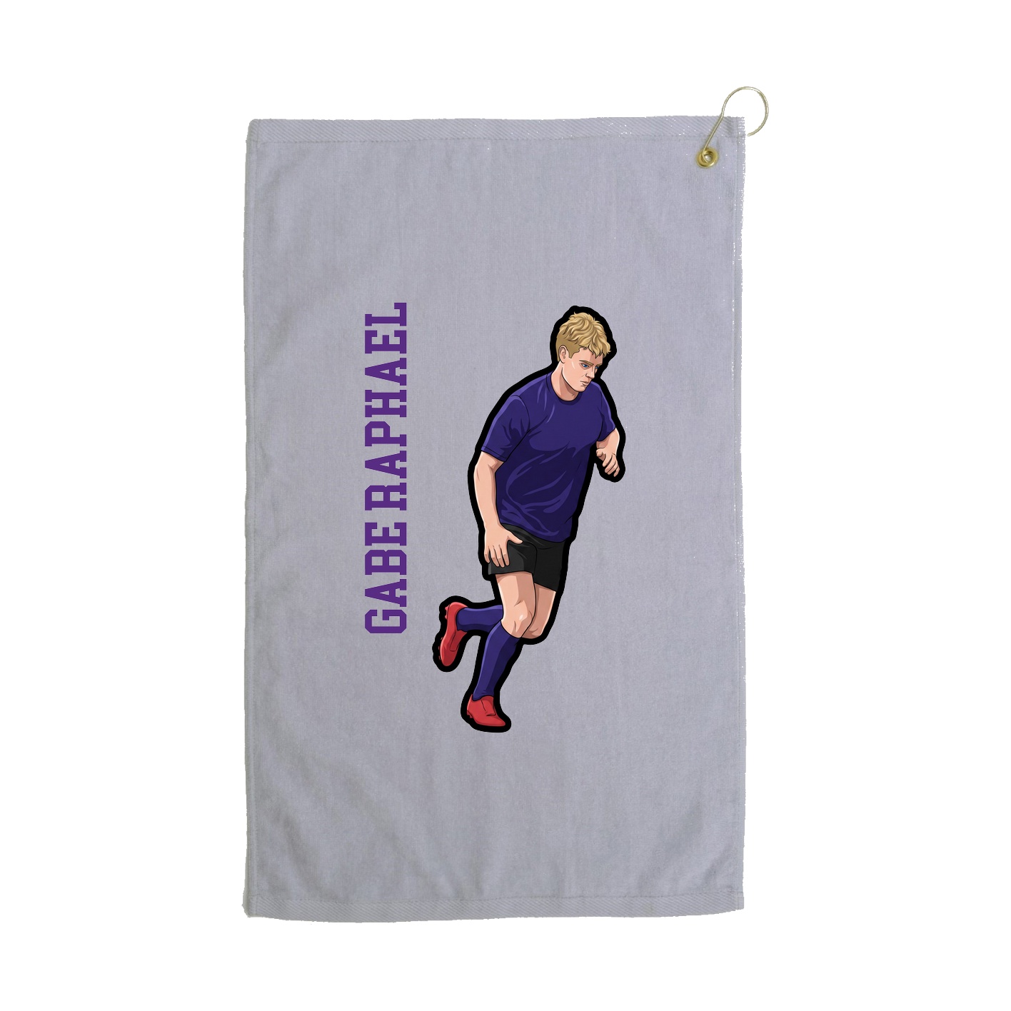 Golf Towel — Name Vertical in Grey