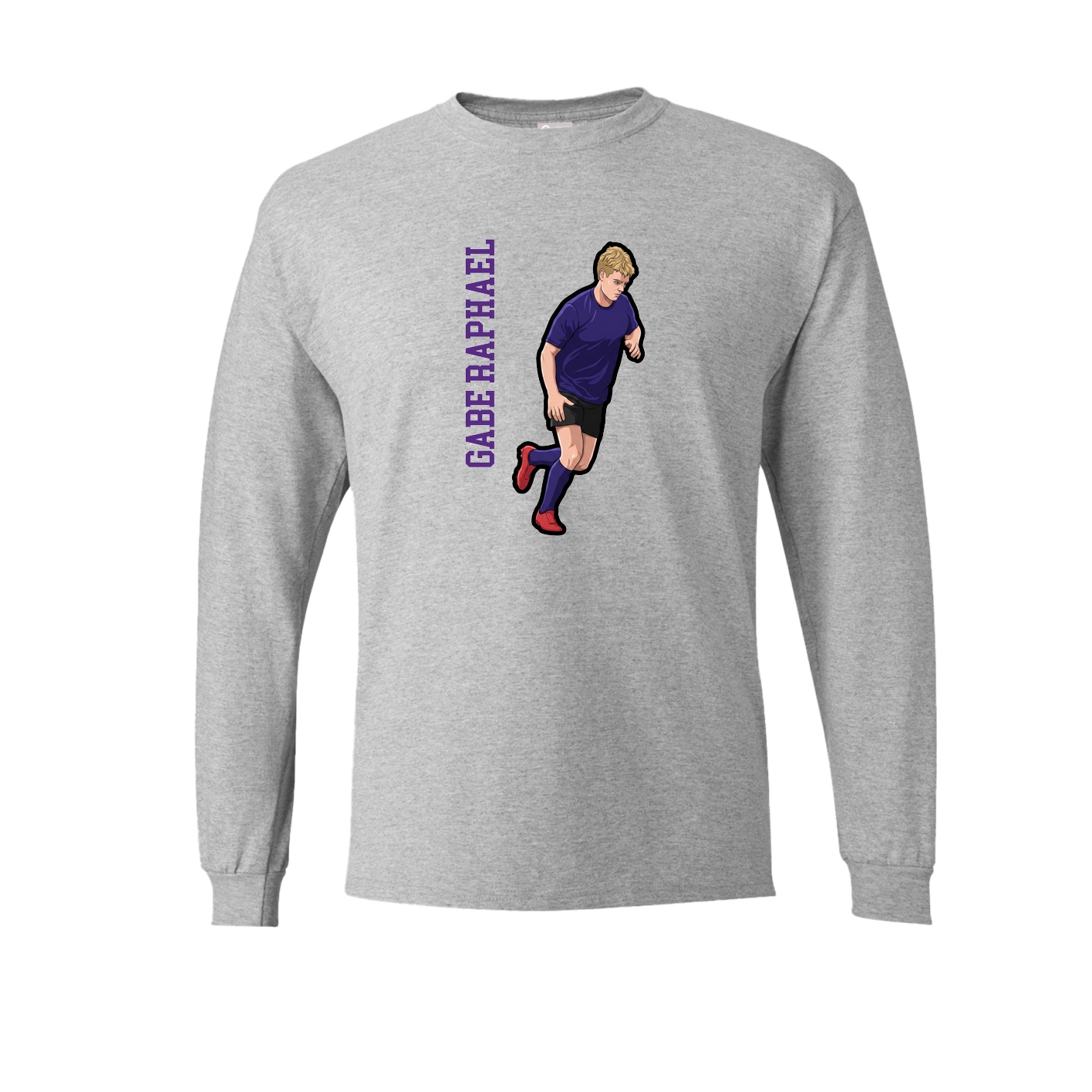 Long Sleeve Tee — Name Vertical in Grey