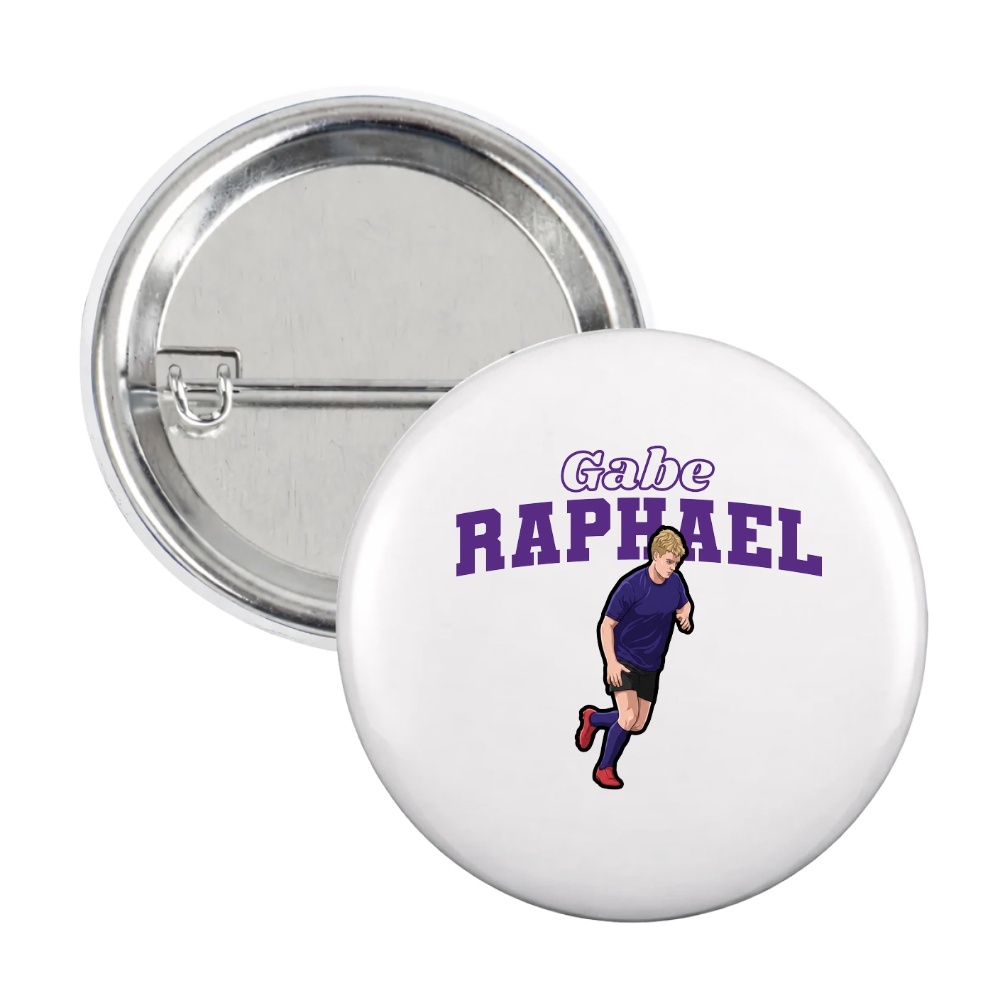 Game Day Button — Name Arch in White
