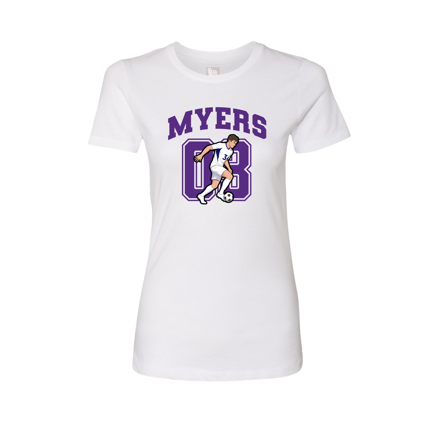 Fitted Women's Tee — Number in White