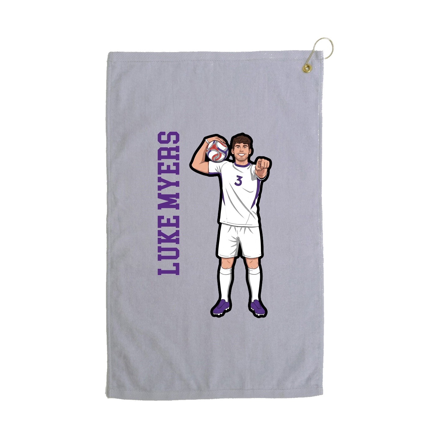 Golf Towel — Name Vertical in Grey