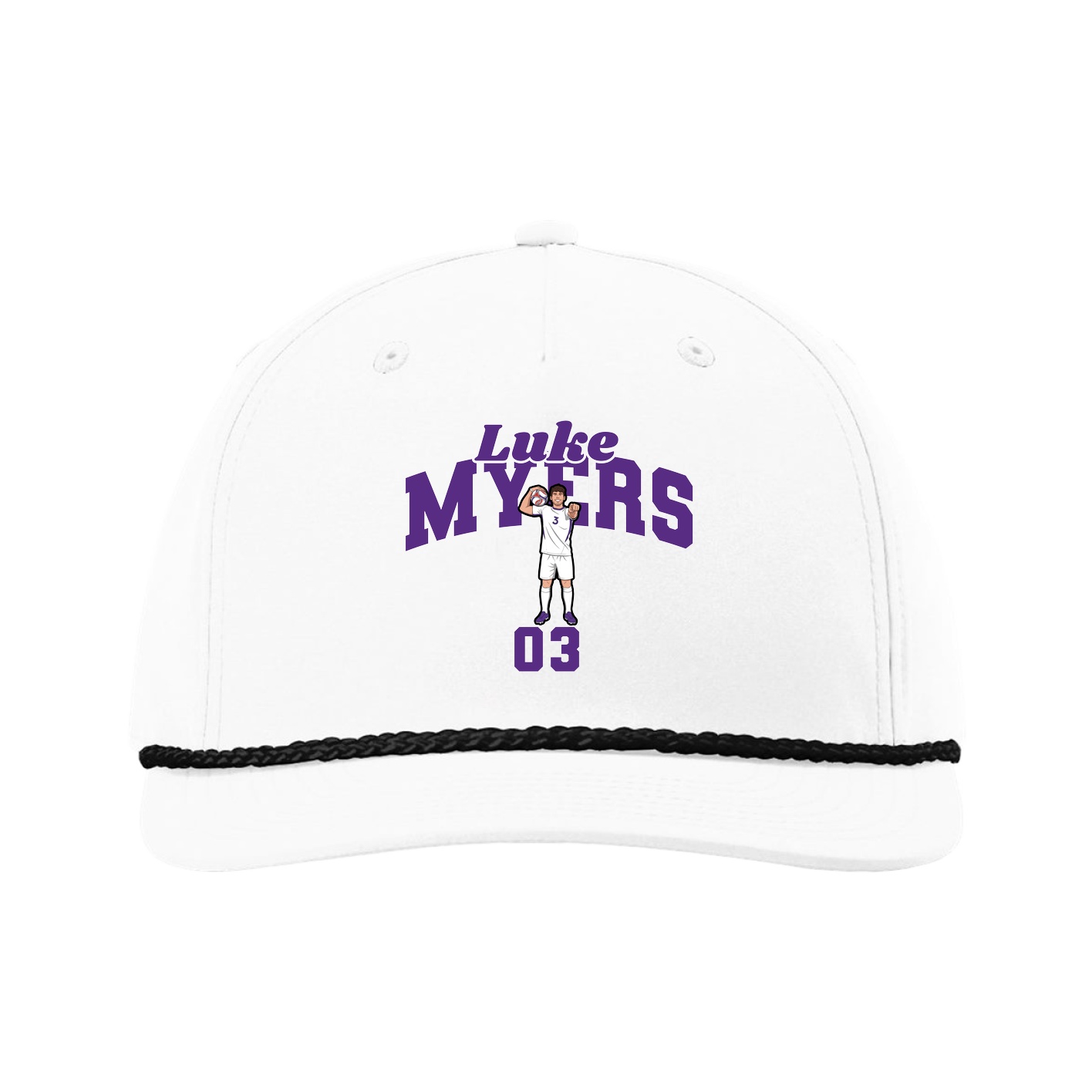 Five-Panel Classic Rope Cap — Signature Arch in White