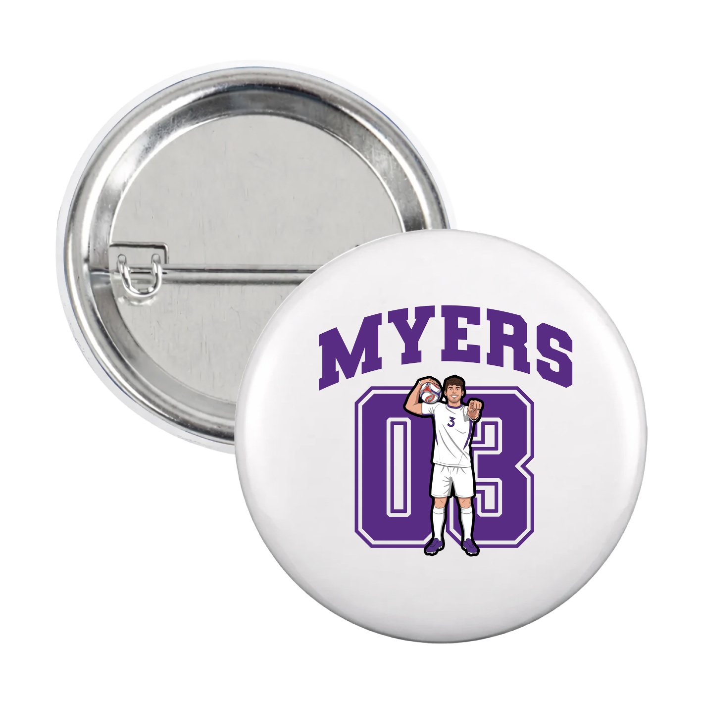 Game Day Button — Number in White