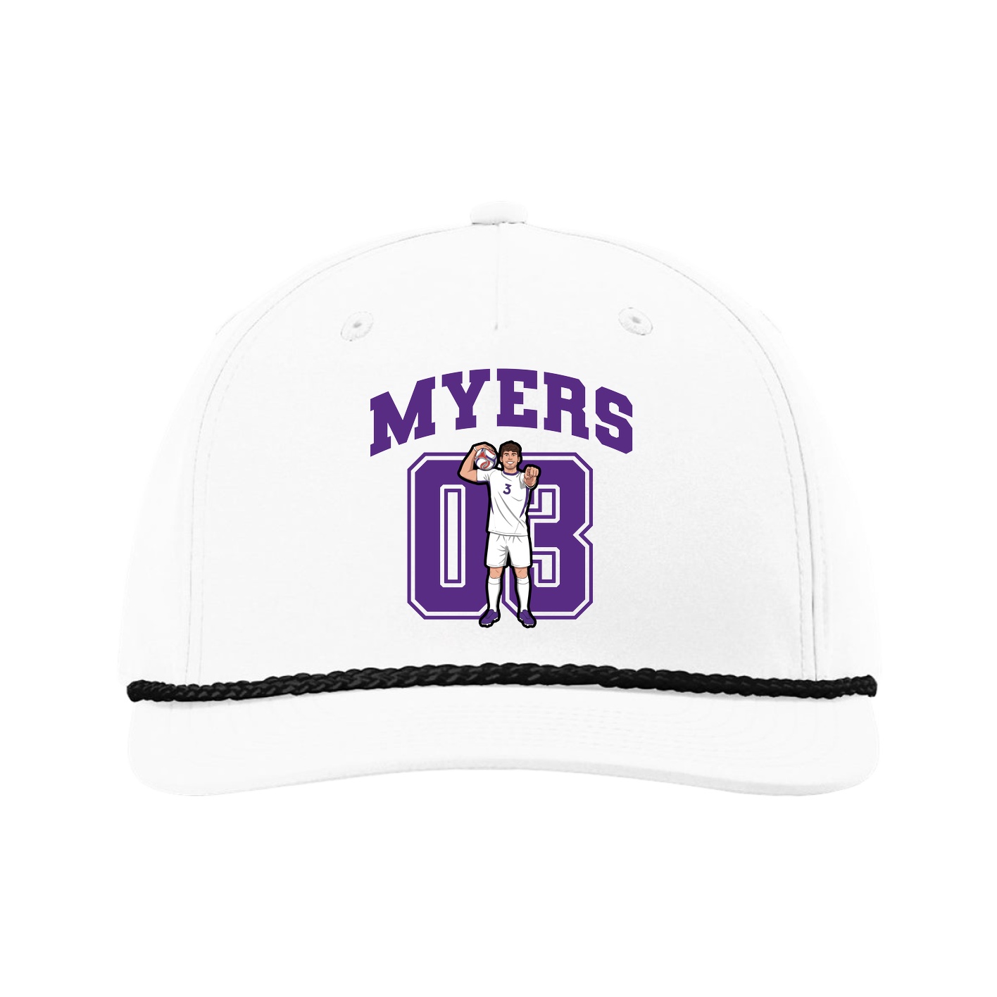Five-Panel Classic Rope Cap — Number in White