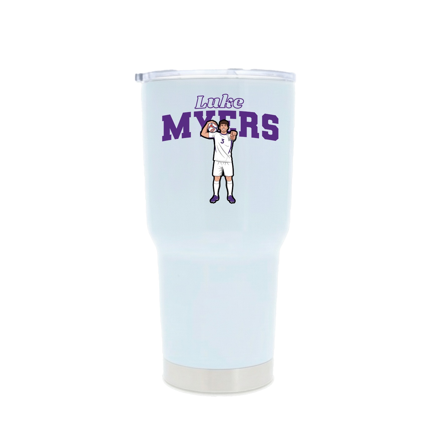 30oz Stainless Steel Tumbler — Name Arch in White