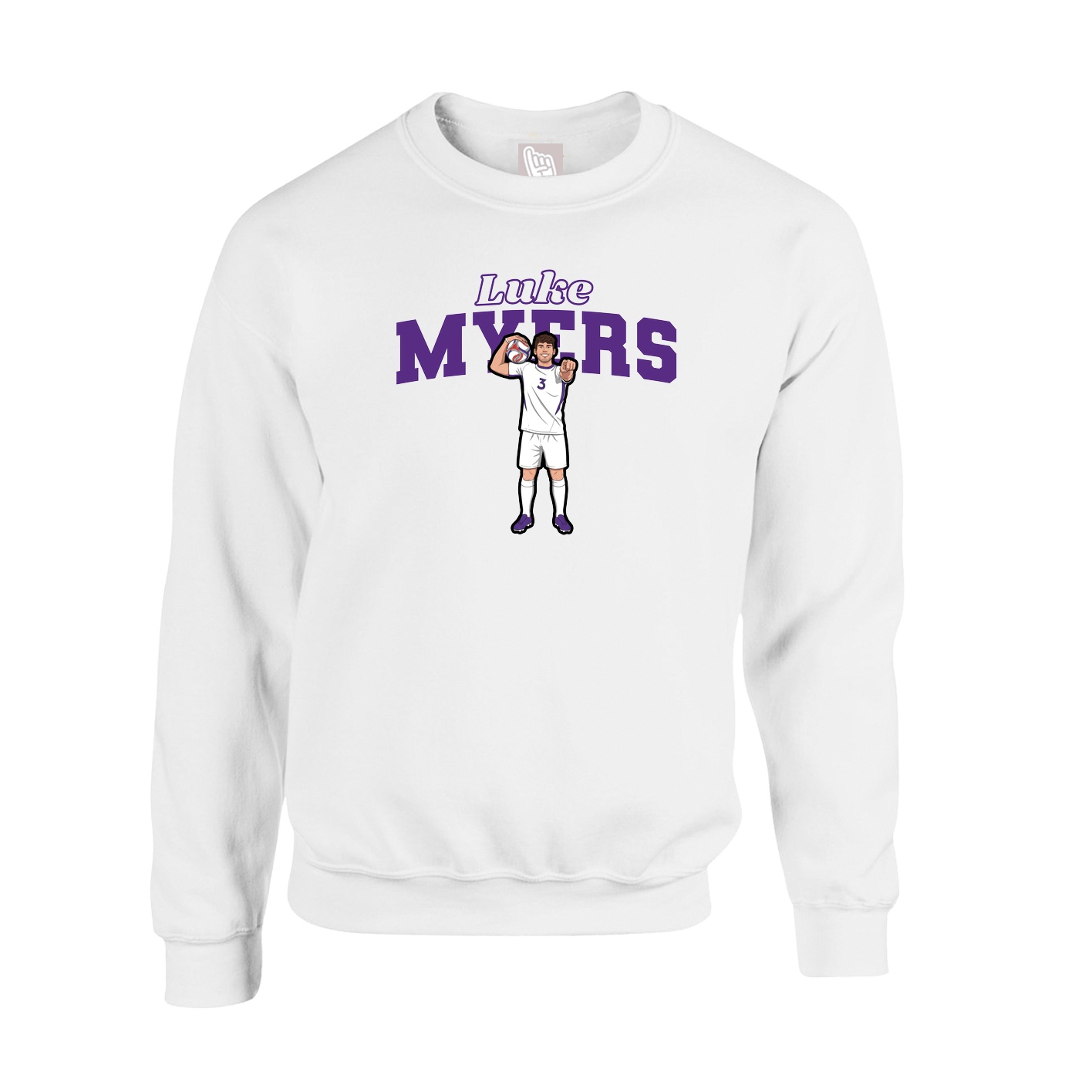 Fleece Crew — Name Arch in White