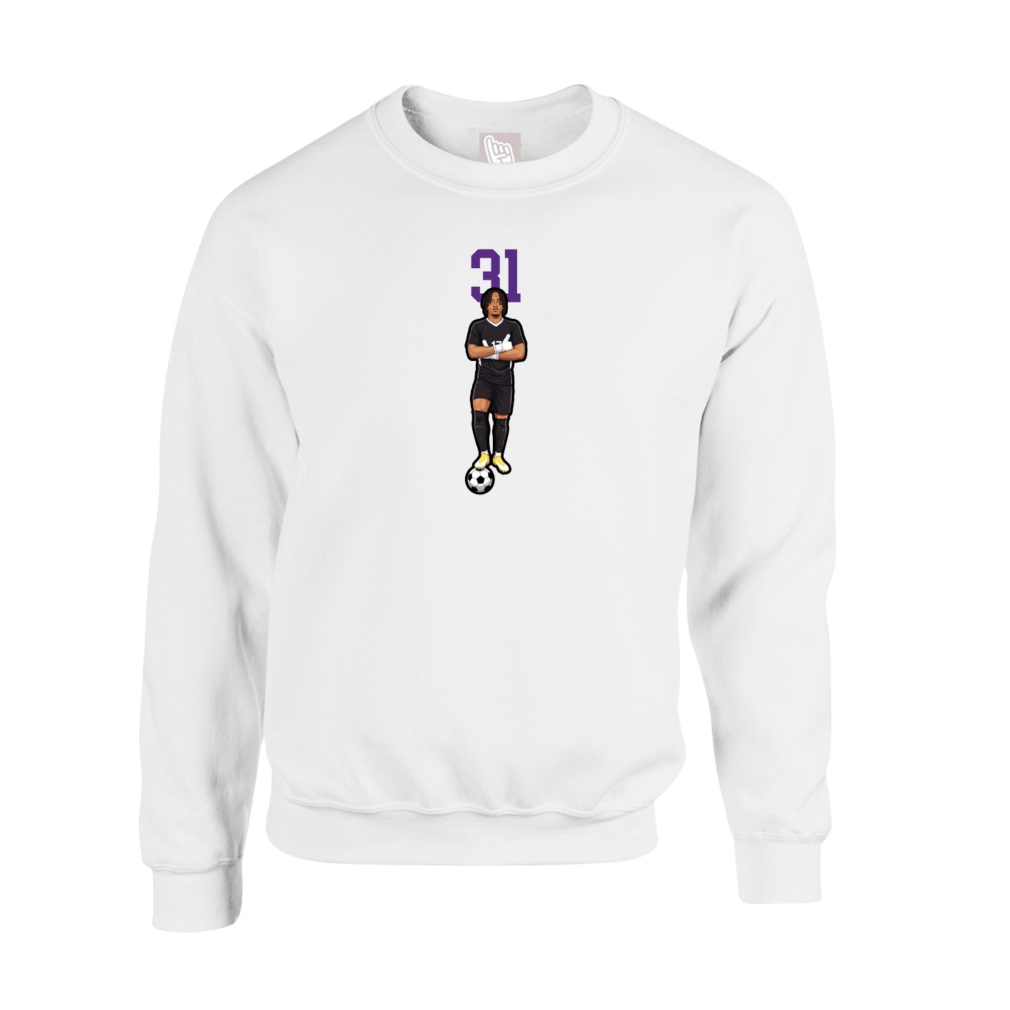 Fleece Crew — Number Top in White