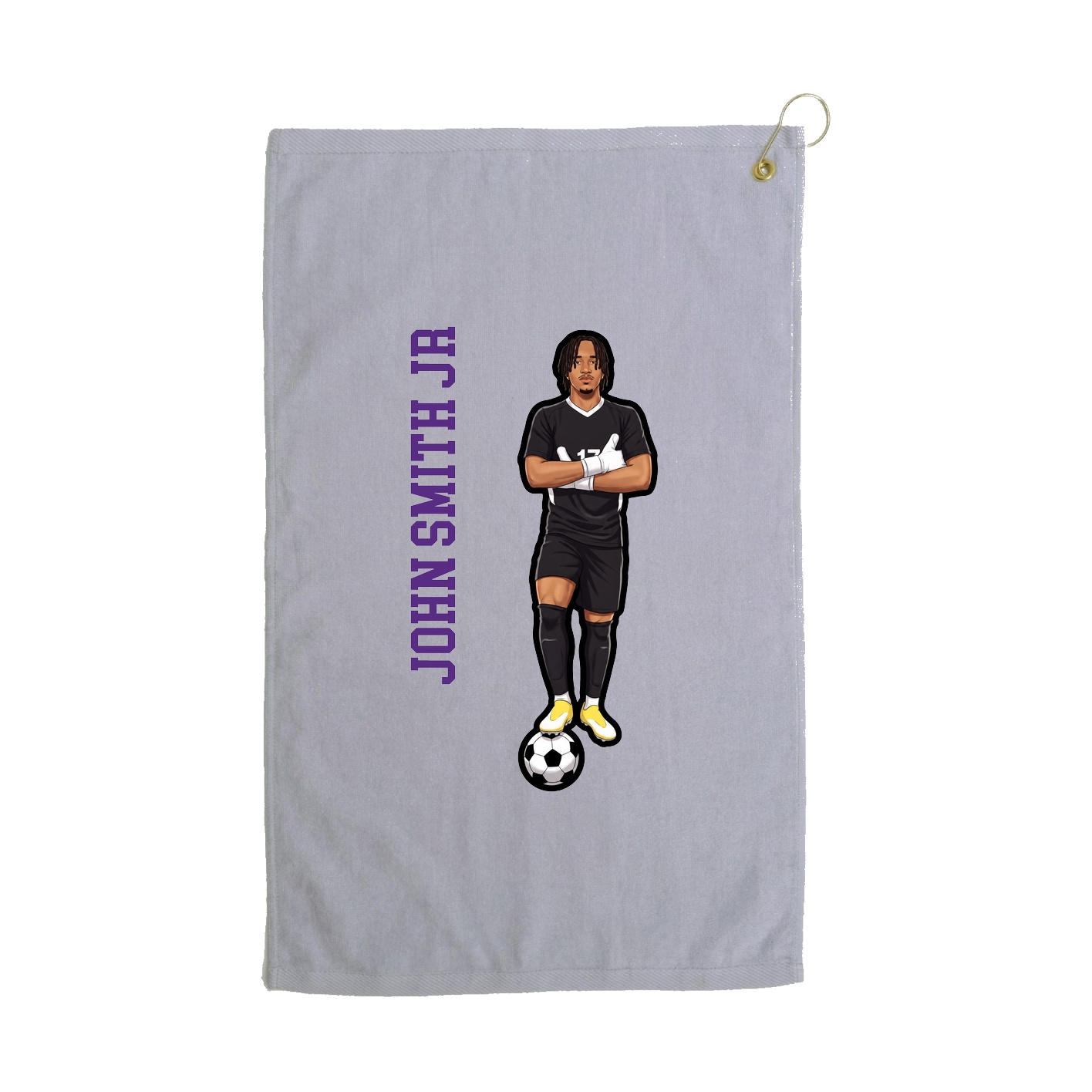 Golf Towel — Name Vertical in Grey