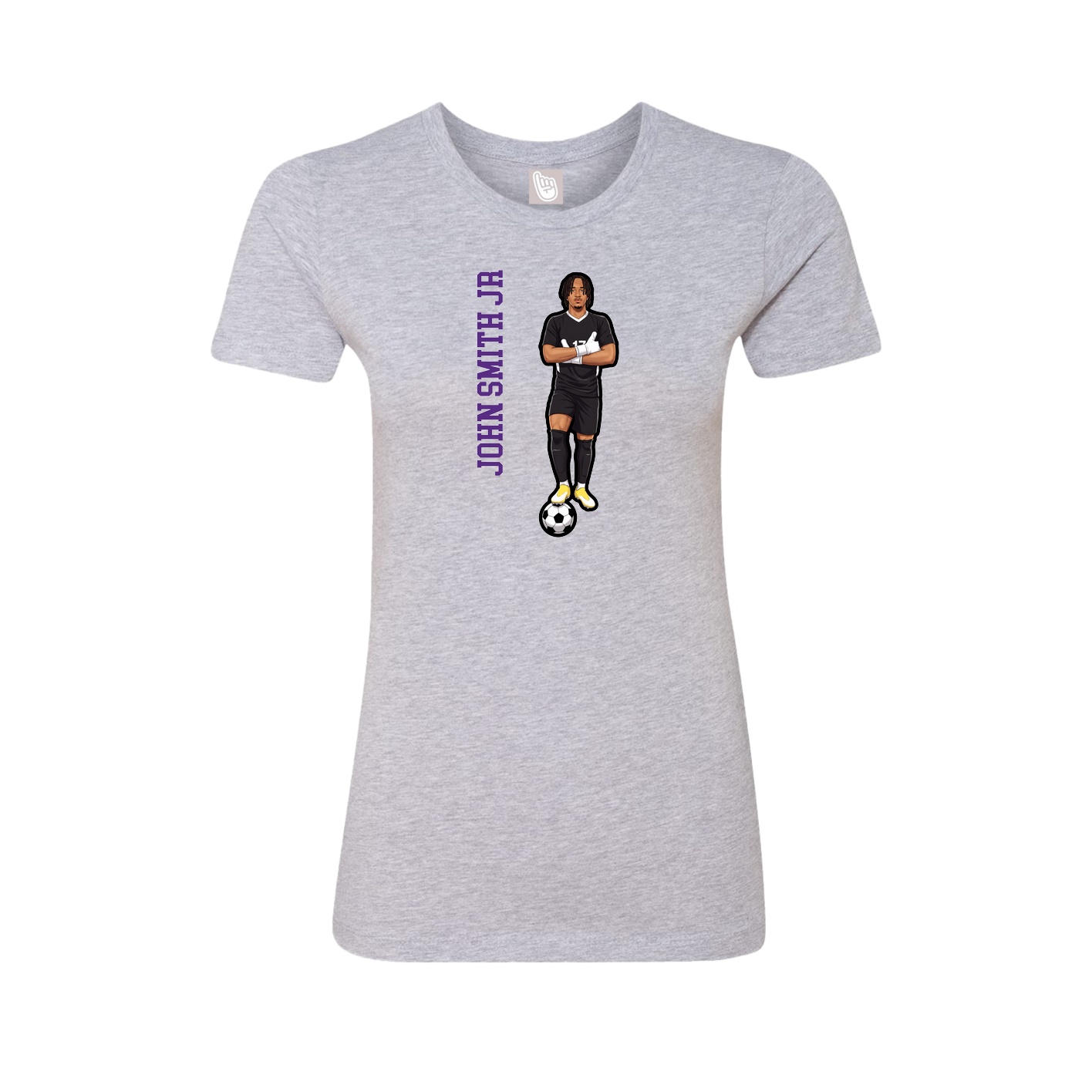 Fitted Women's Tee — Name Vertical in Grey
