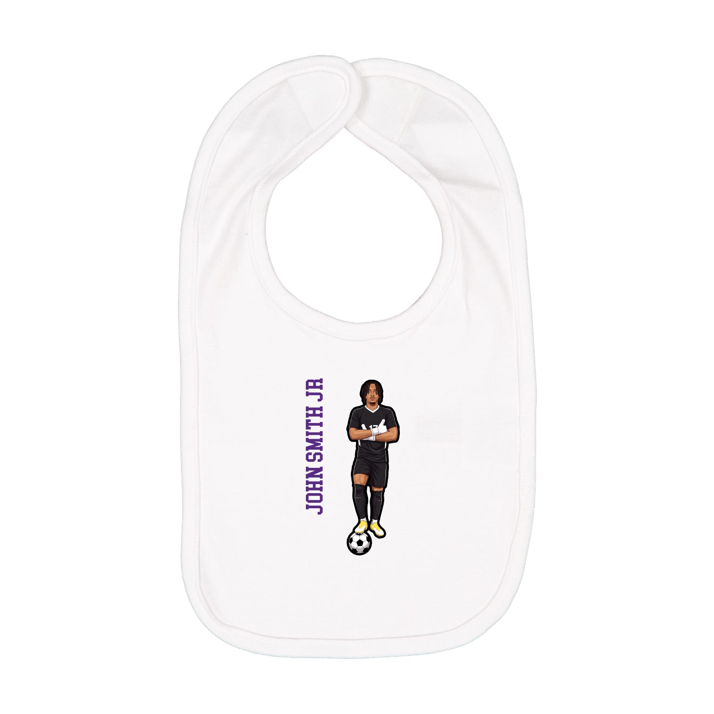 Infant Bib — Name Vertical in White