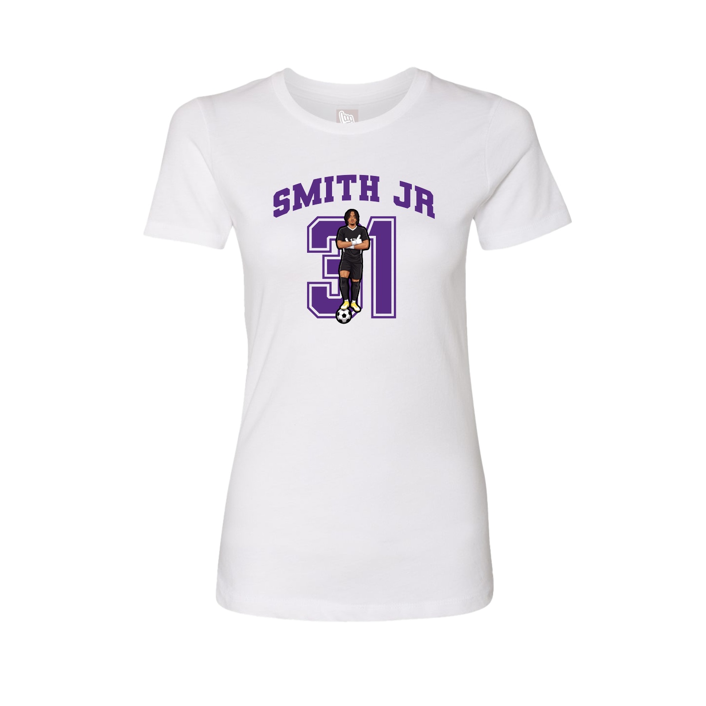 Fitted Women's Tee — Number in White
