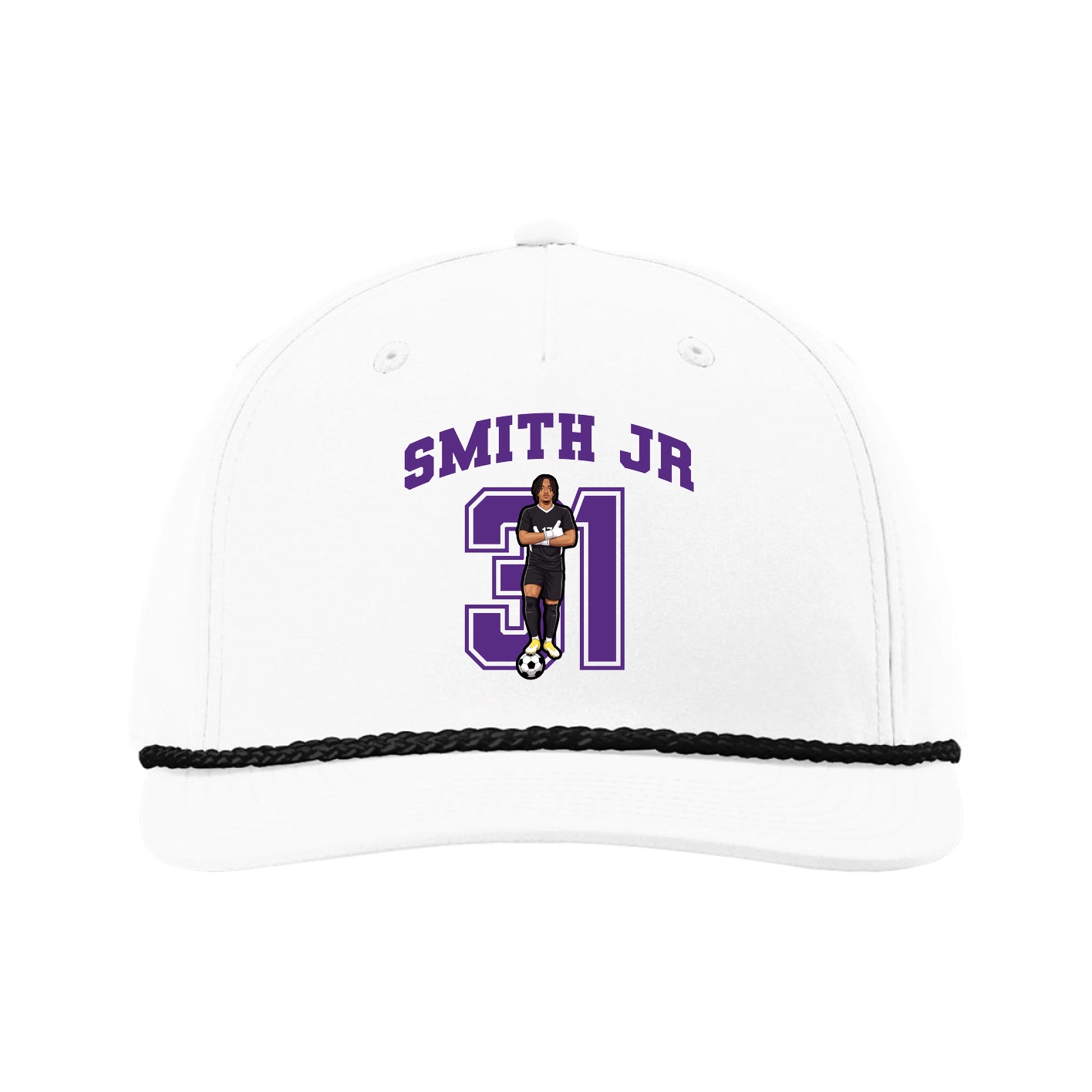 Five-Panel Classic Rope Cap — Number in White