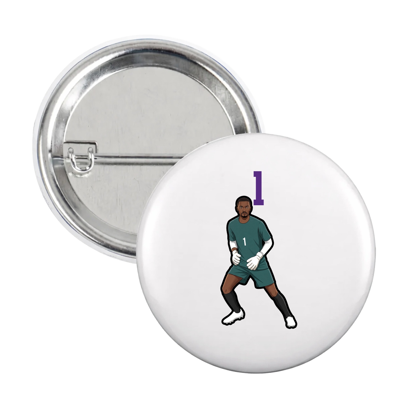 Game Day Button — Number Top in White