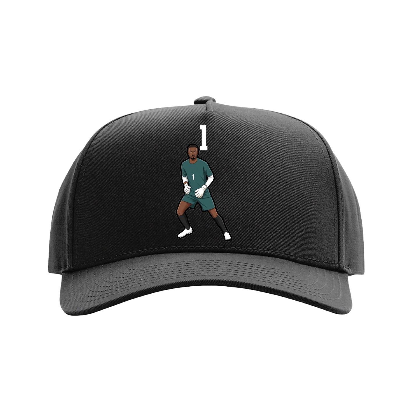 Full Fabric Five-Panel Champ Cap — Number Top in Black