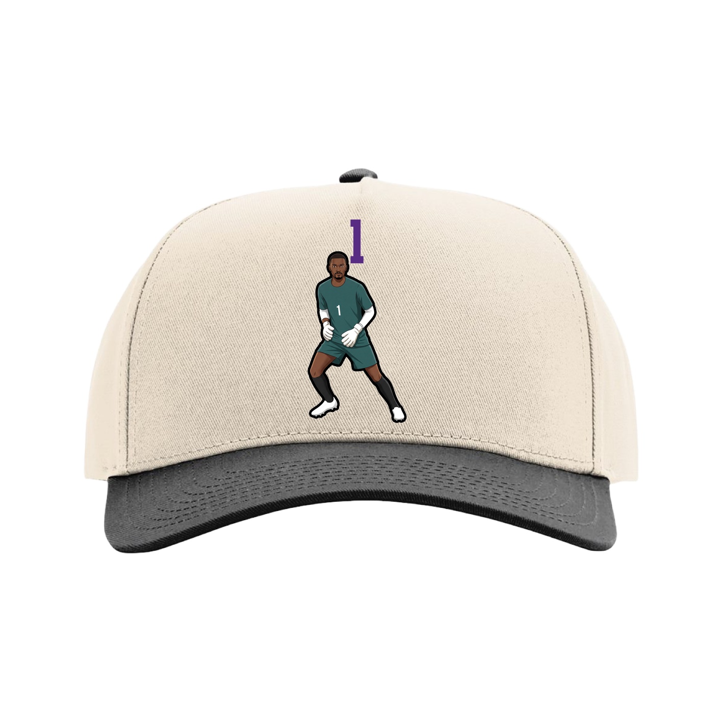 Full Fabric Five-Panel Champ Cap — Number Top in Cream/Black