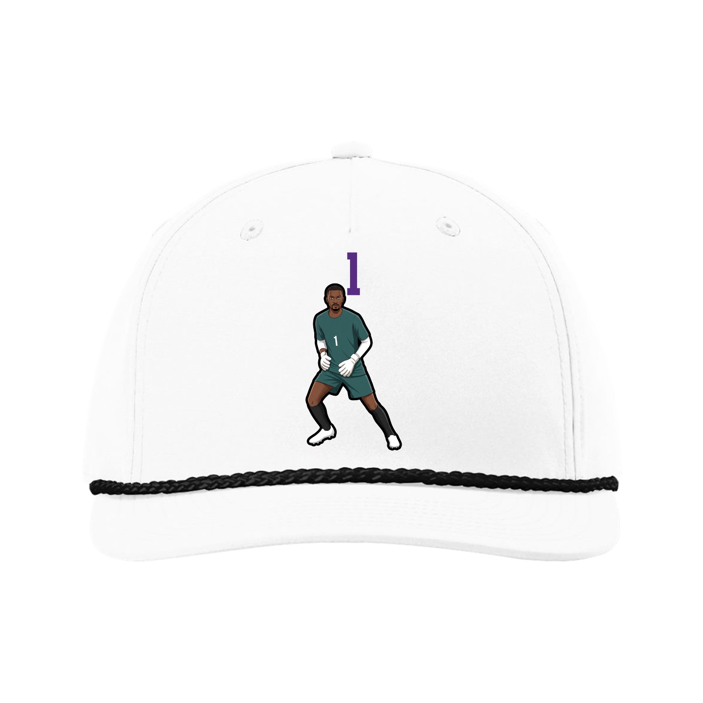 Five-Panel Classic Rope Cap — Number Top in White