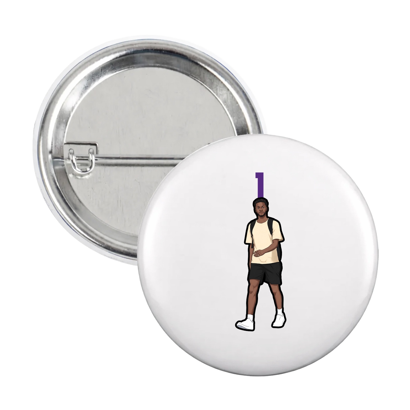Game Day Button — Number Top in White