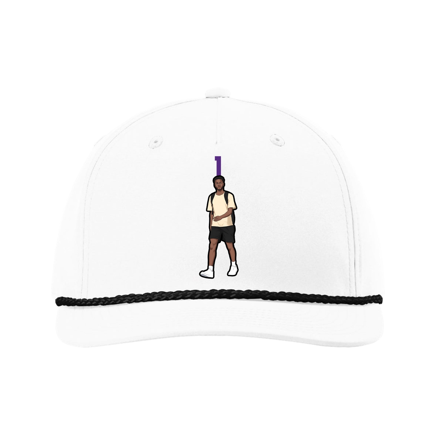 Five-Panel Classic Rope Cap — Number Top in White