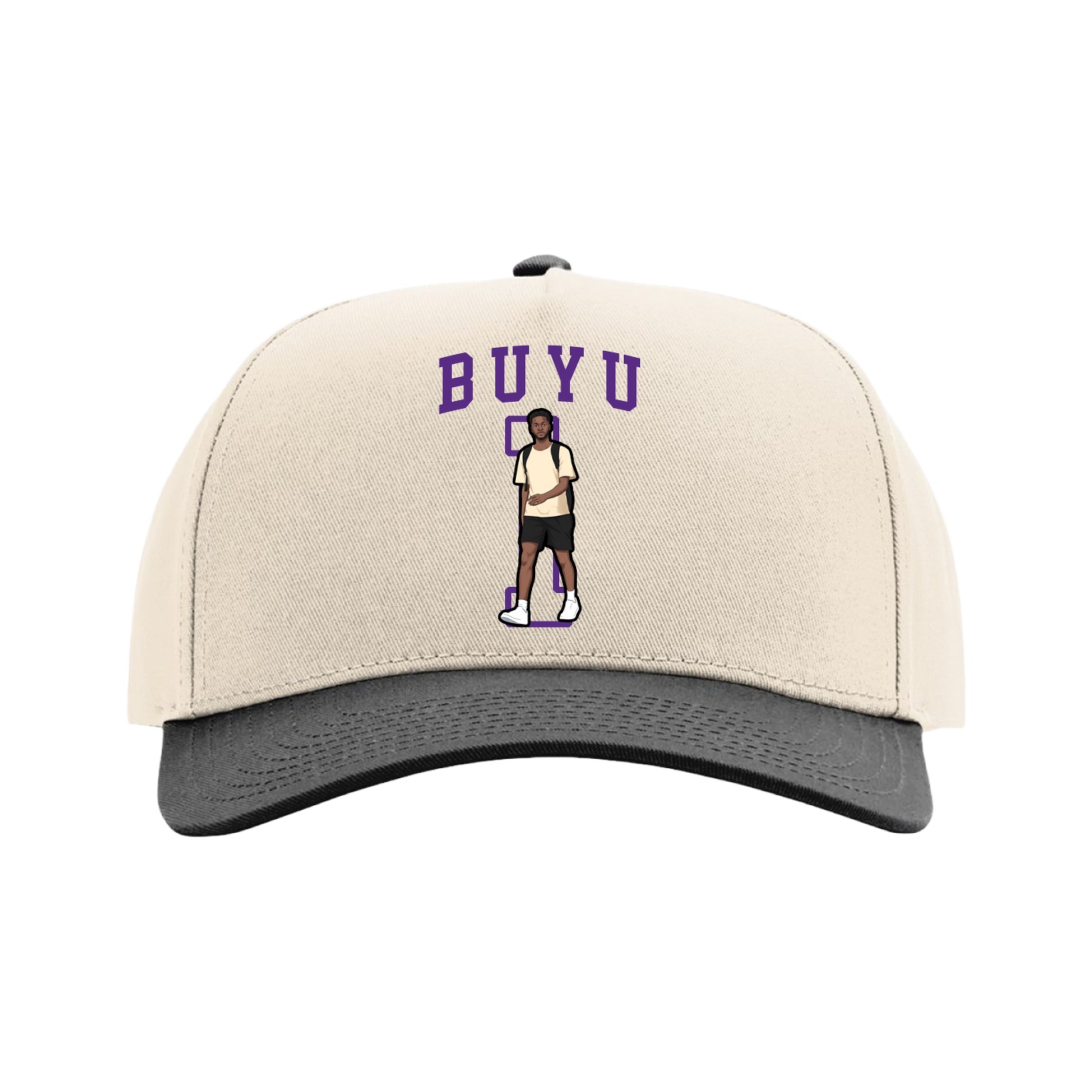Full Fabric Five-Panel Champ Cap — Shirsey in Cream/Black
