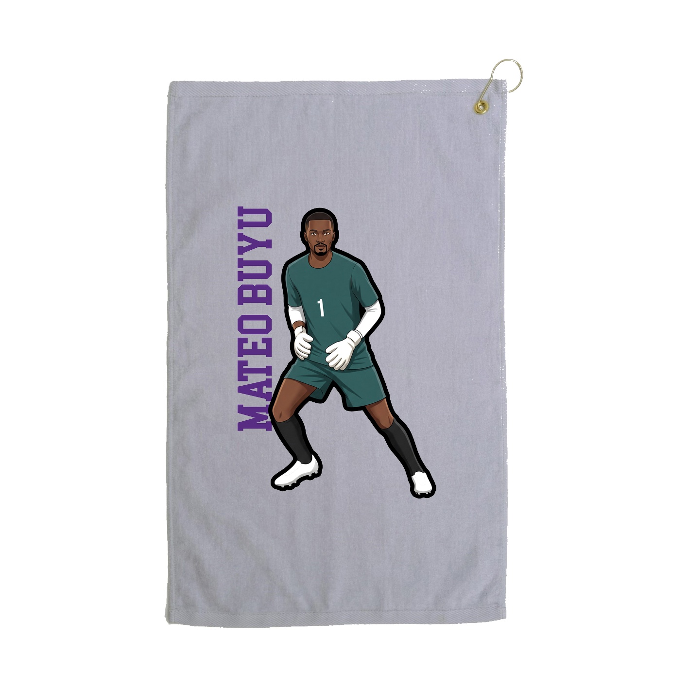 Golf Towel — Name Vertical in Grey