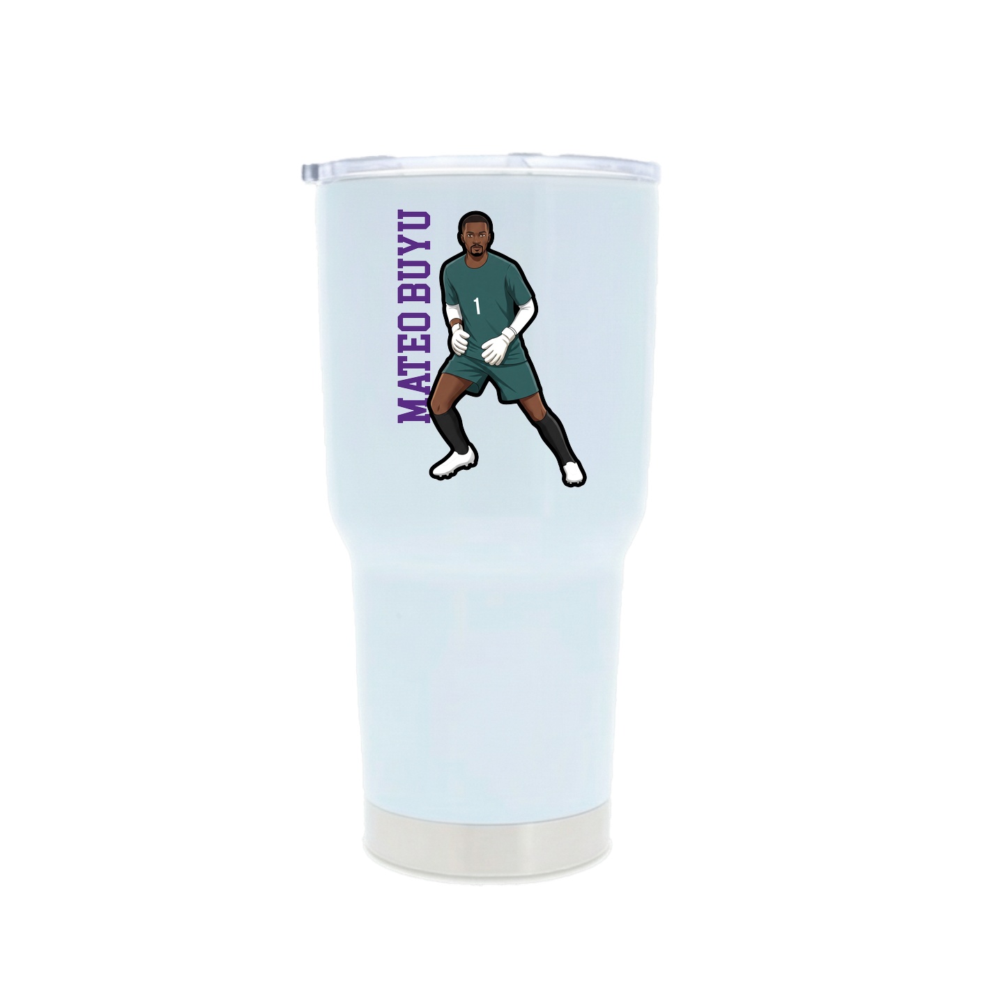 30oz Stainless Steel Tumbler — Name Vertical in White