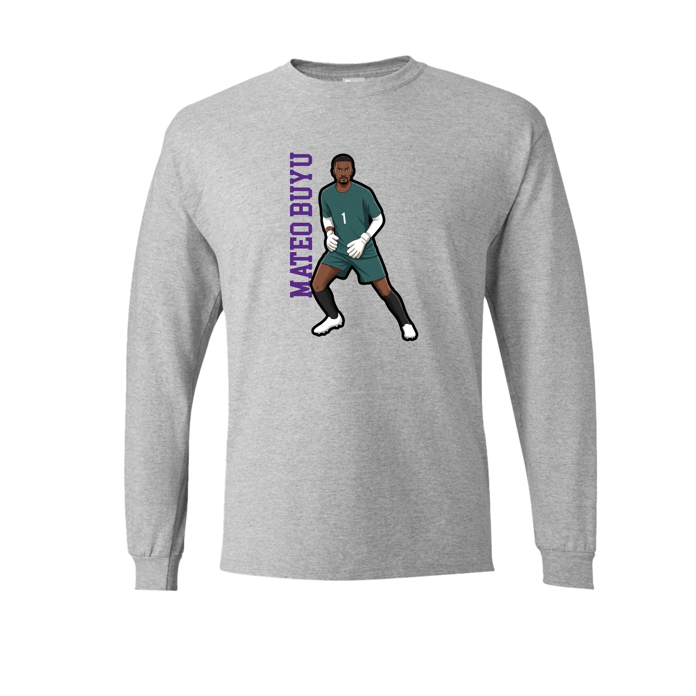 Long Sleeve Tee — Name Vertical in Grey