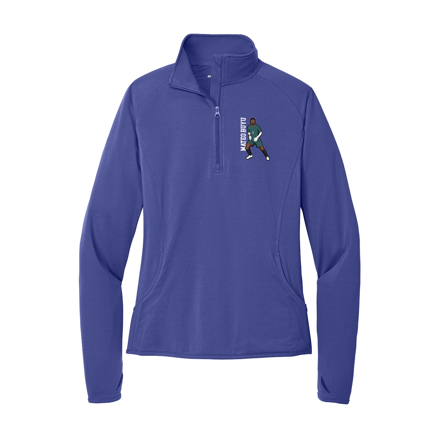 Women's Q-Zip Pullover — Name Vertical in Purple