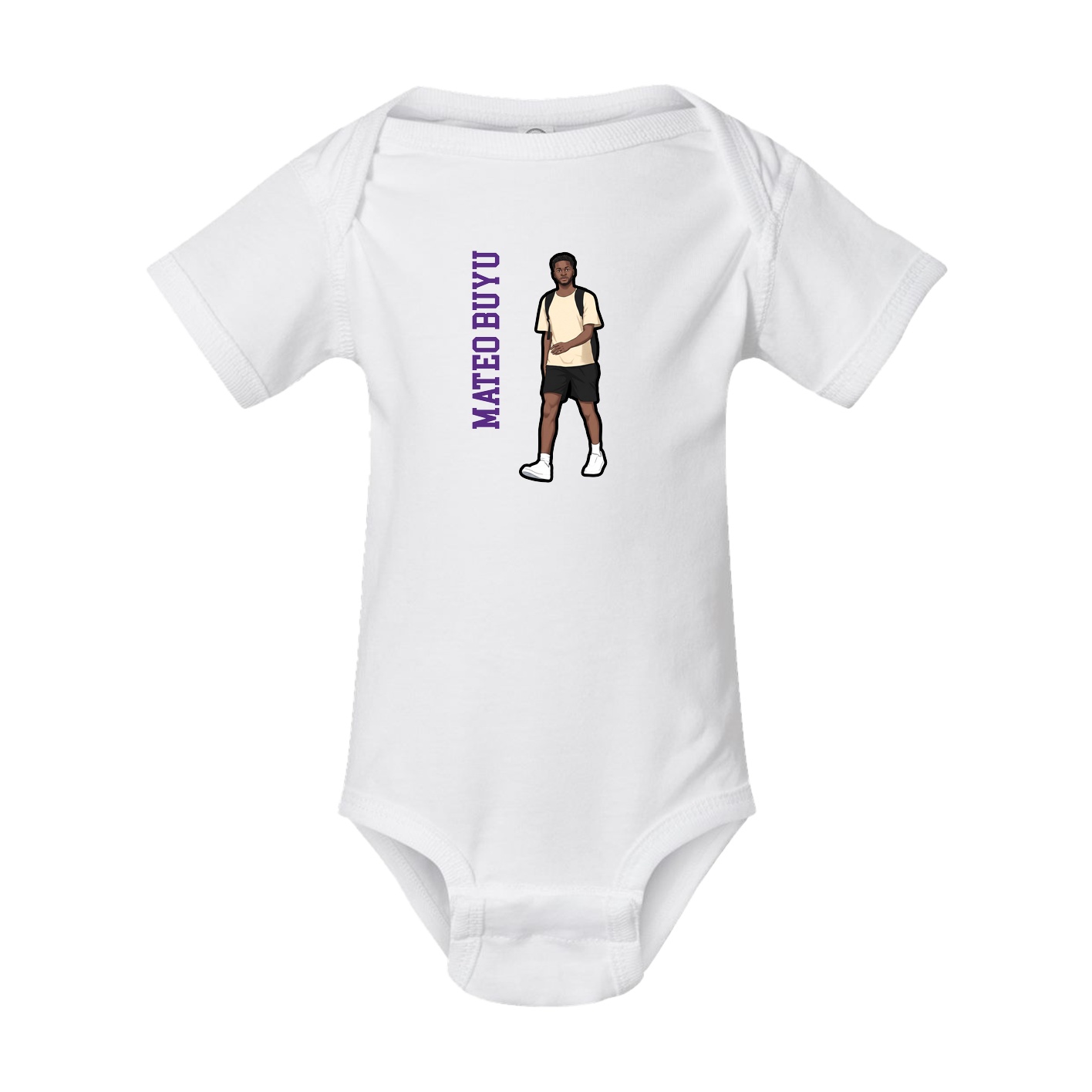 Baby Onesie — Name Vertical in White