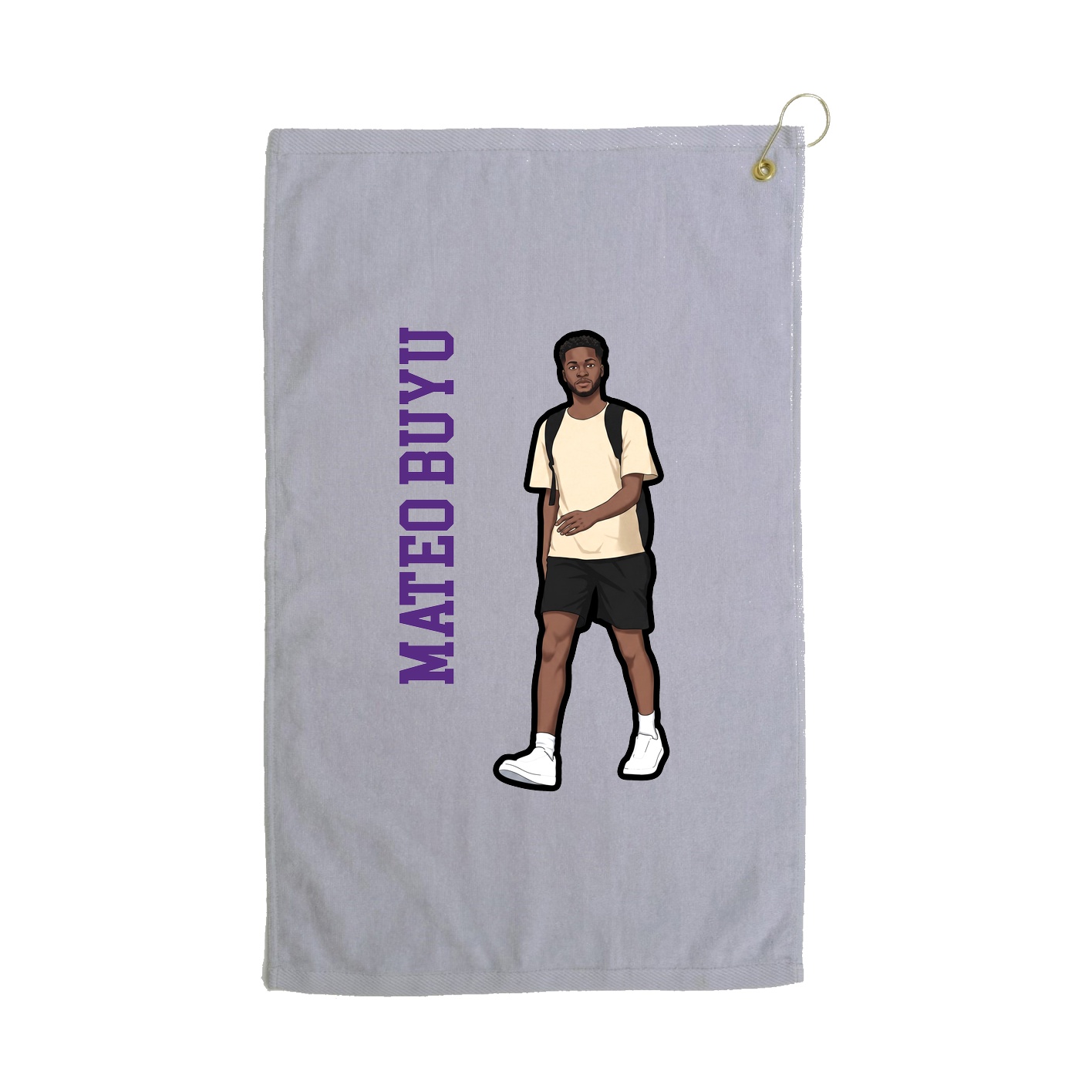 Golf Towel — Name Vertical in Grey